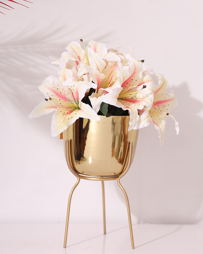Order Happiness Gold Metal Flower Vase For Living Room, Table Top, Bedroom & Office