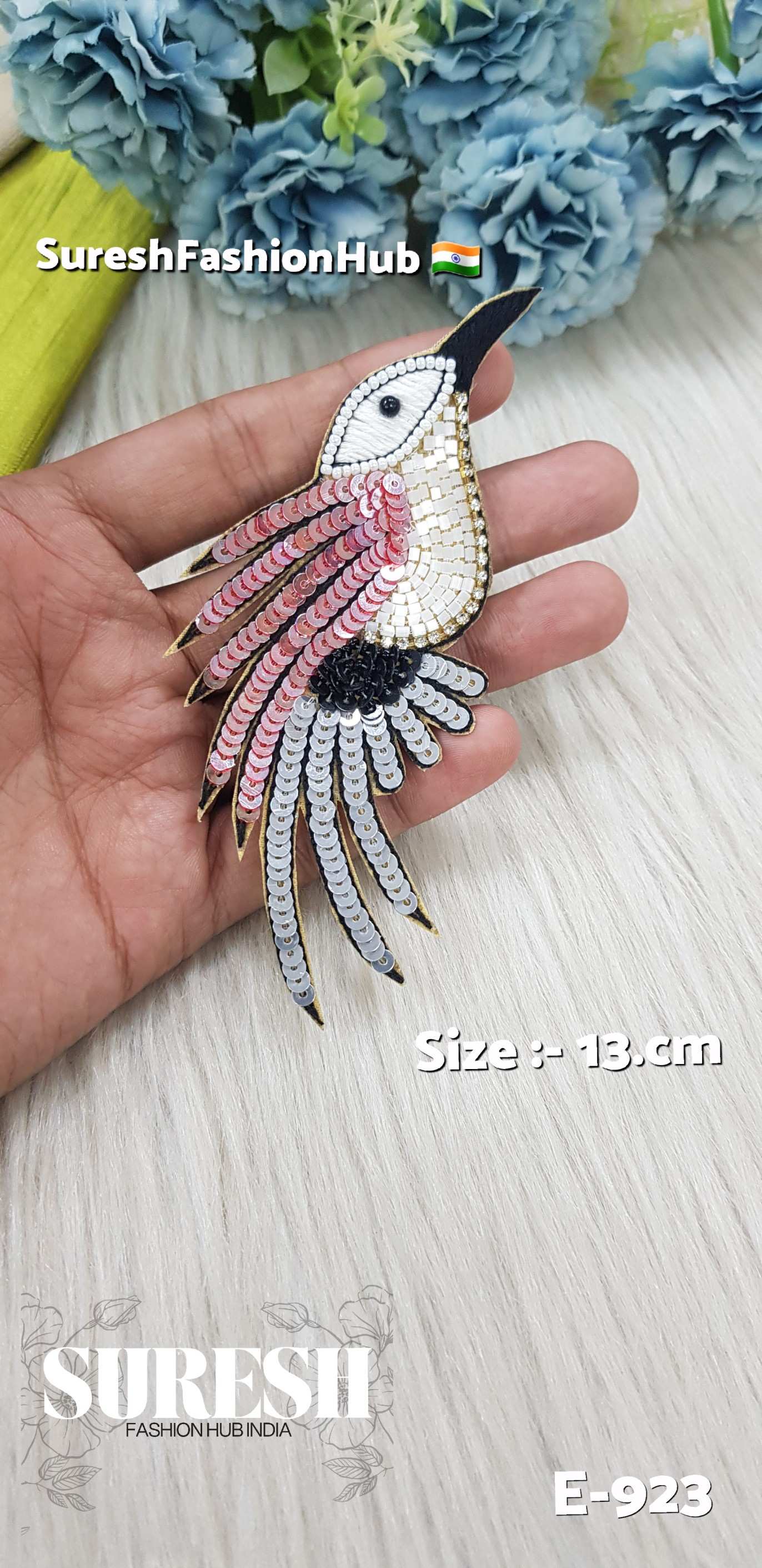 E-923 Shinning Pink Right Side Humming Bird Patch