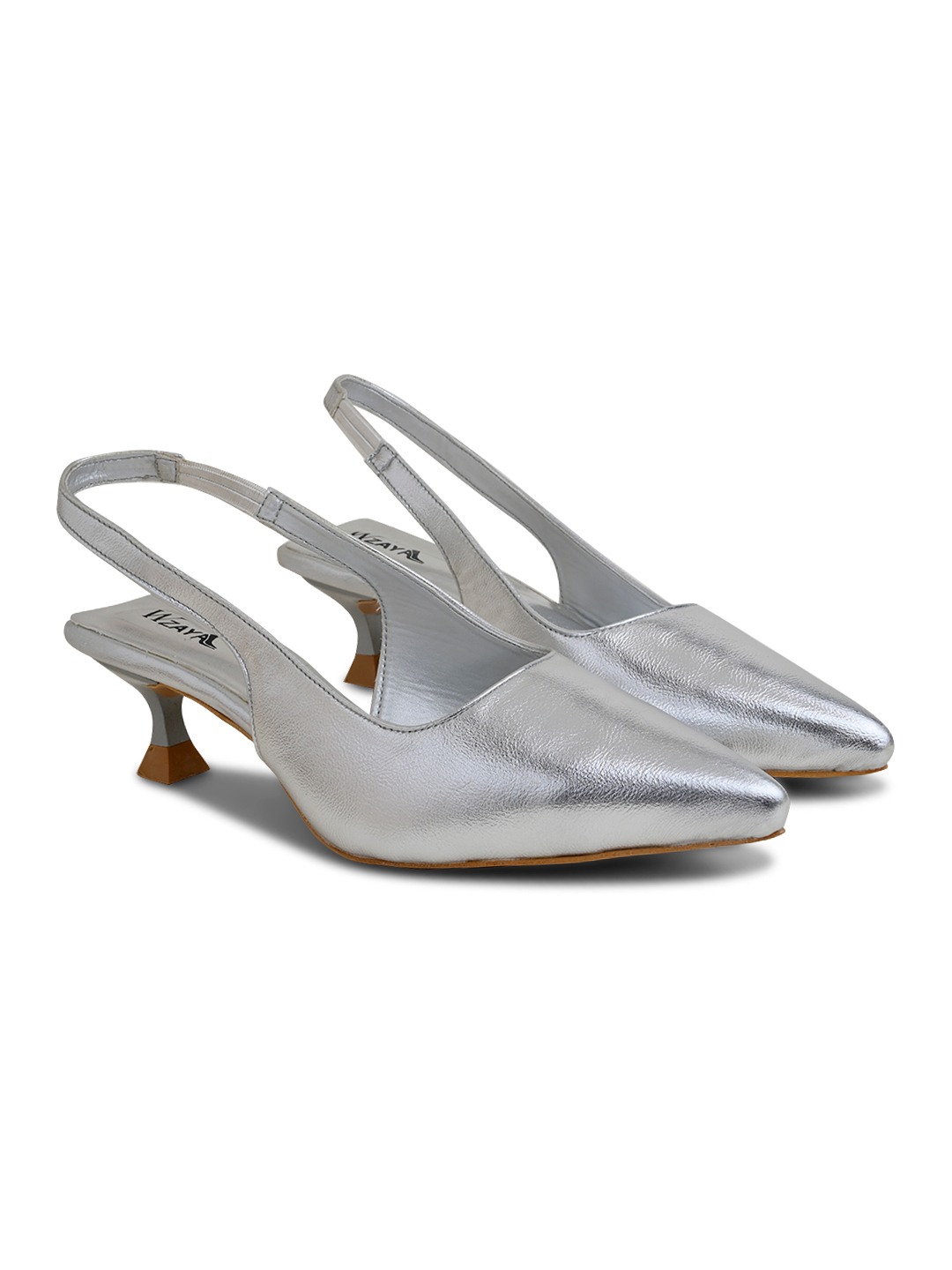 Shining Silver Pointed-Toe Slingback Heels