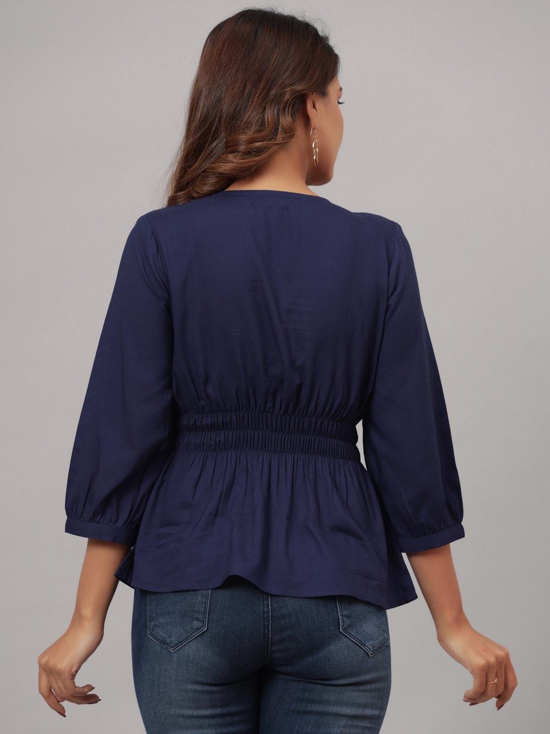 Navy Blue Rayon Peplum top
