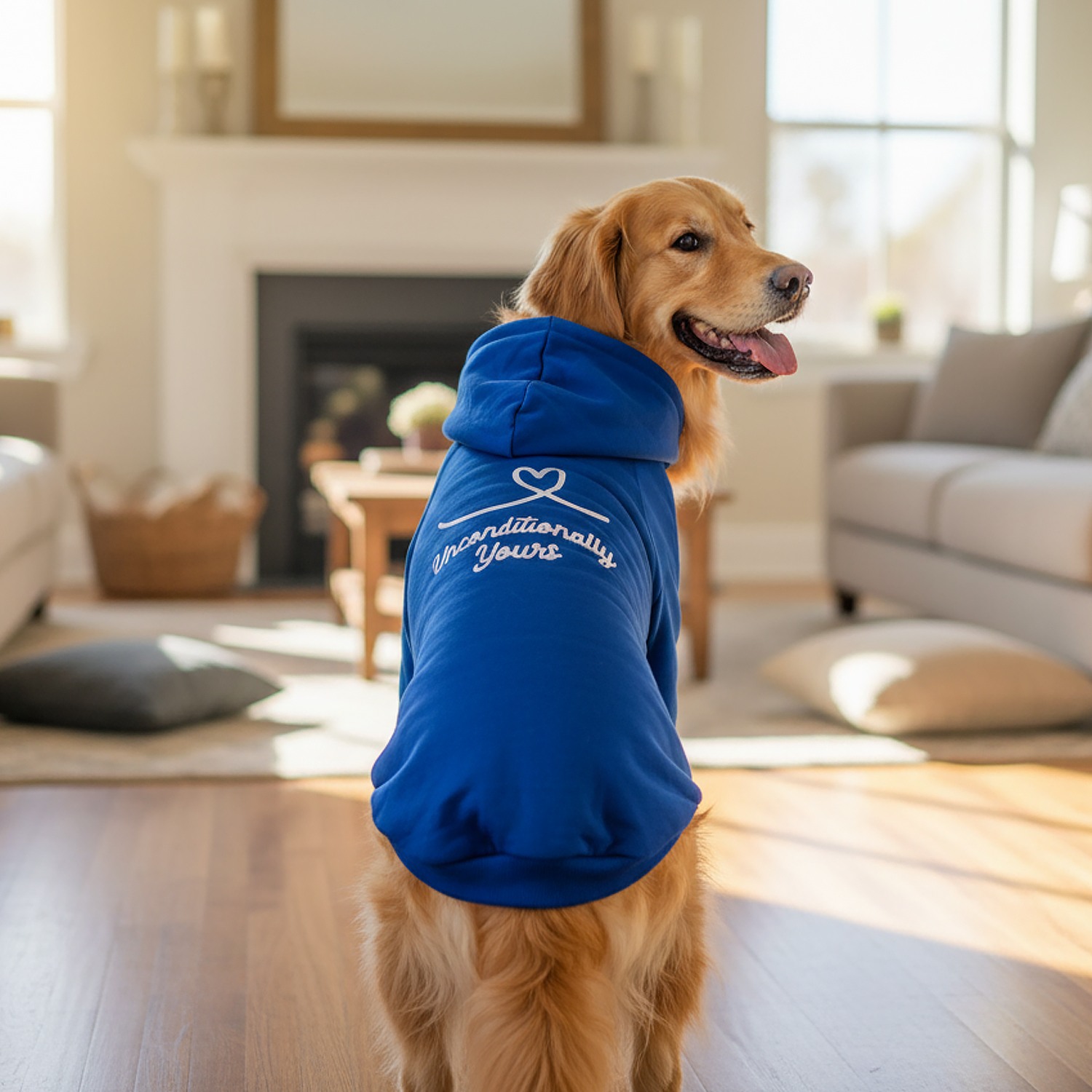 Ezra Quote Hoodie Cotton Comfort for Dogs, Blue