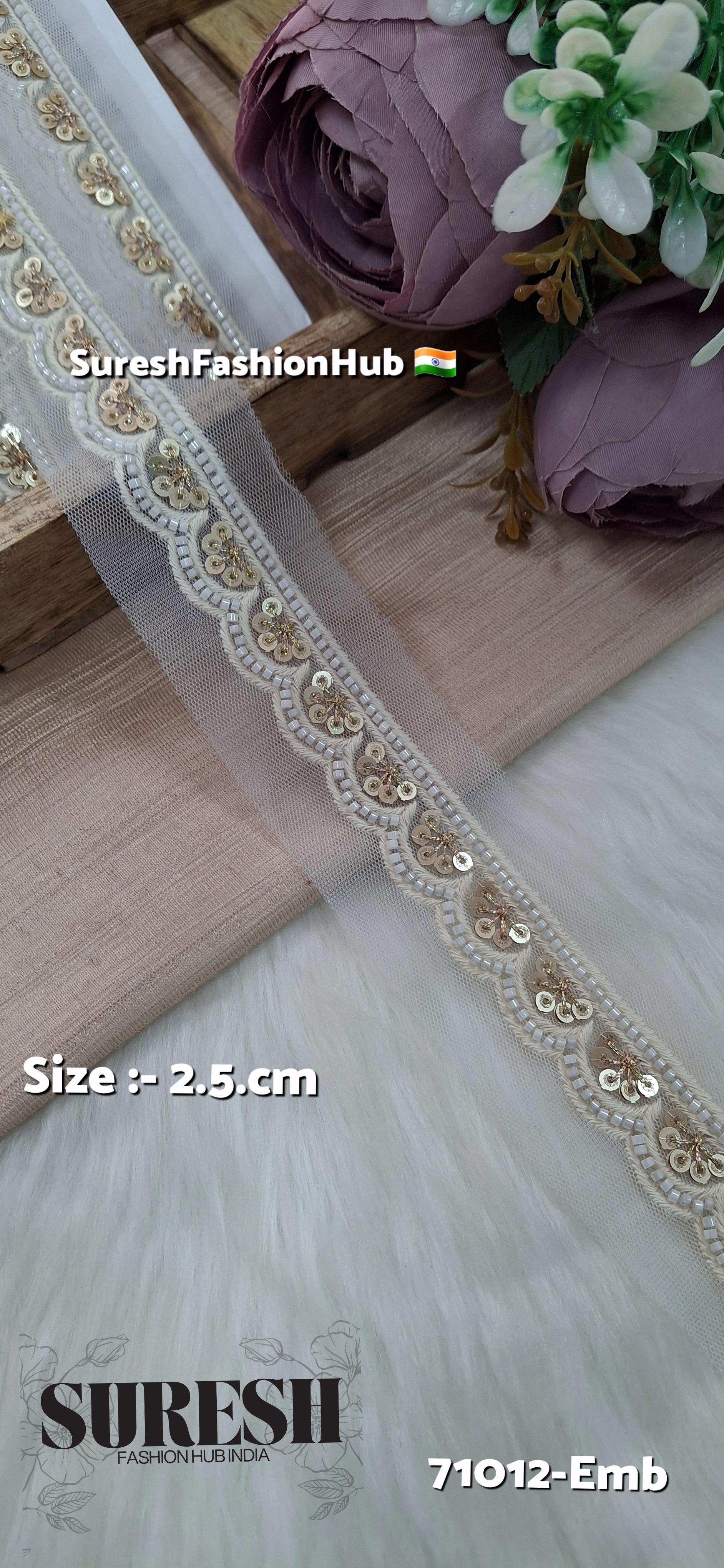  Lustrous Net Embroidered Border
