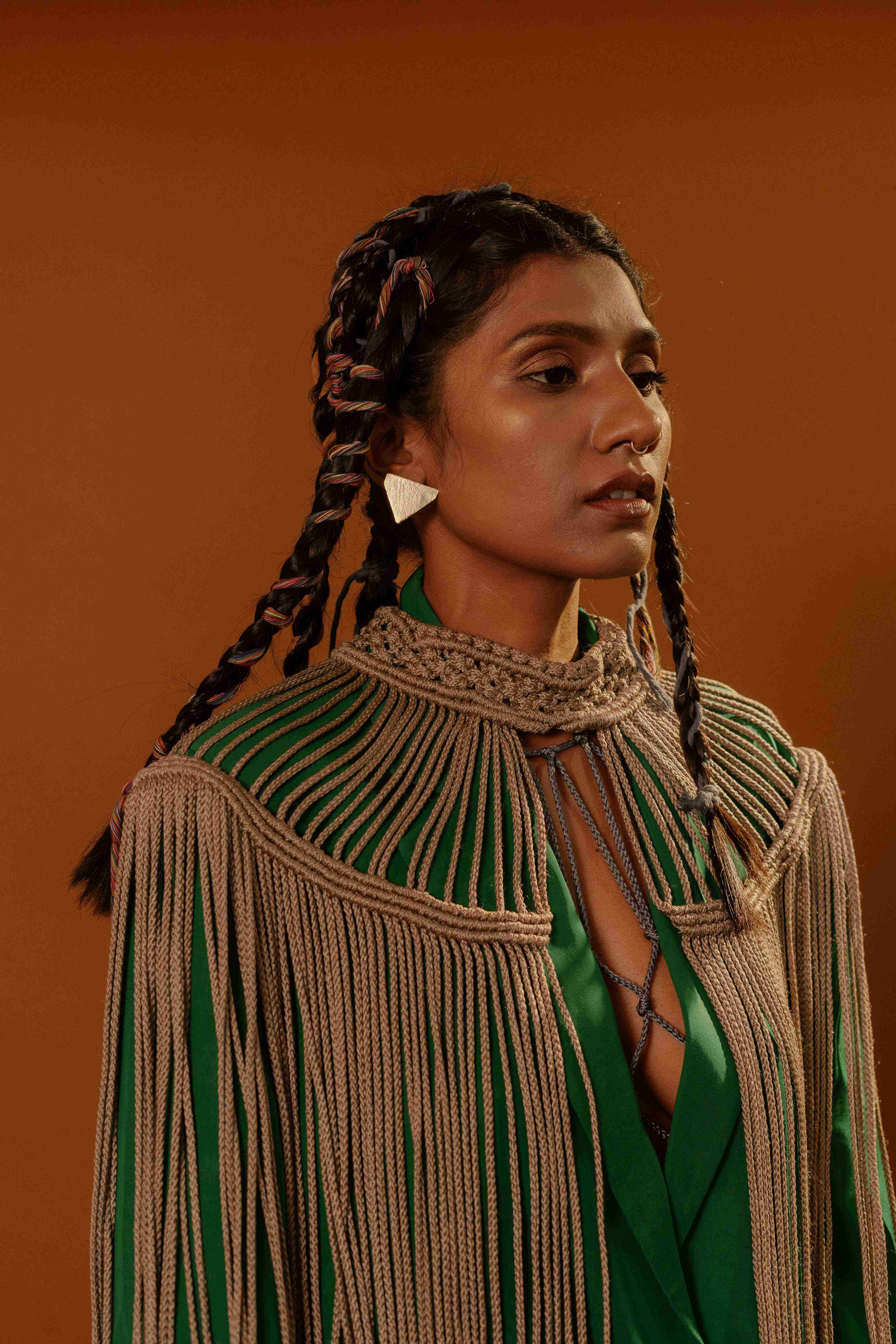 The Showstopper Cape in Metallic Brown