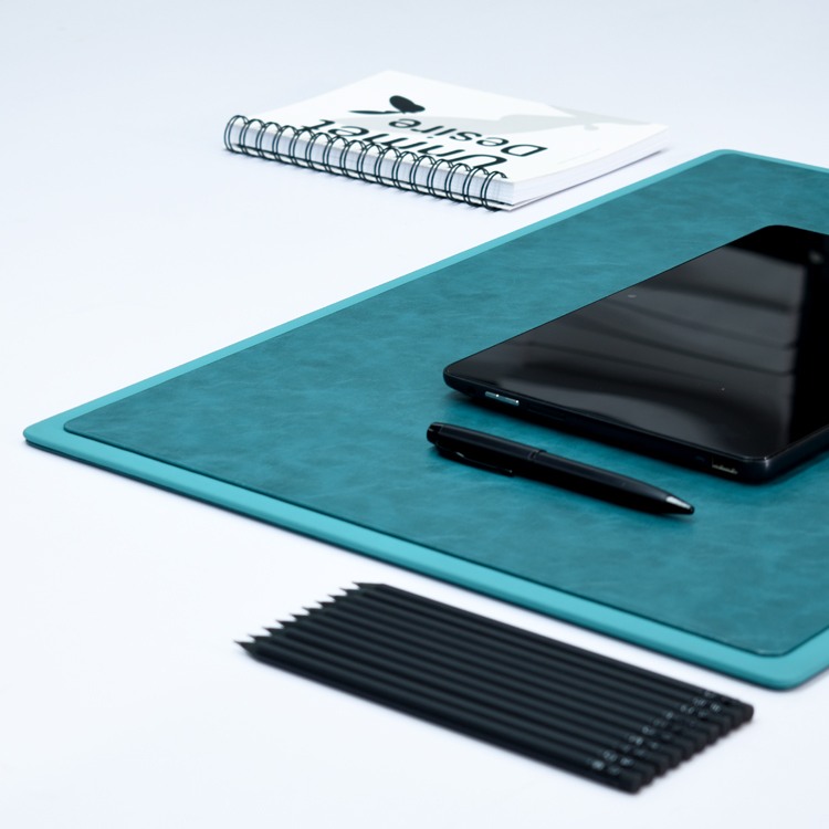 22x16 Inches Rigid Desk Blotter | Moderno | Sea Blue
