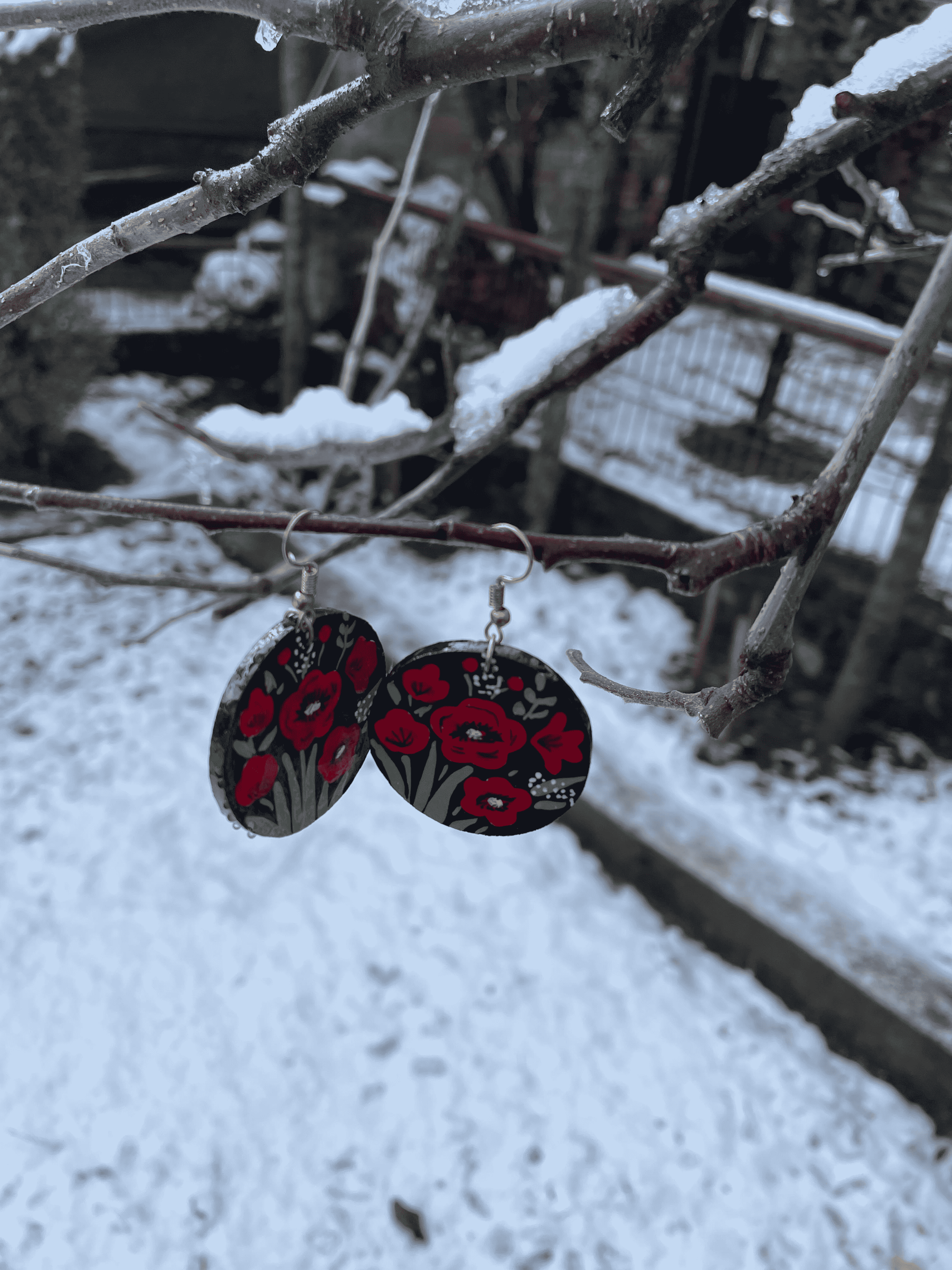 Poppy Black Paper Machie Earrings