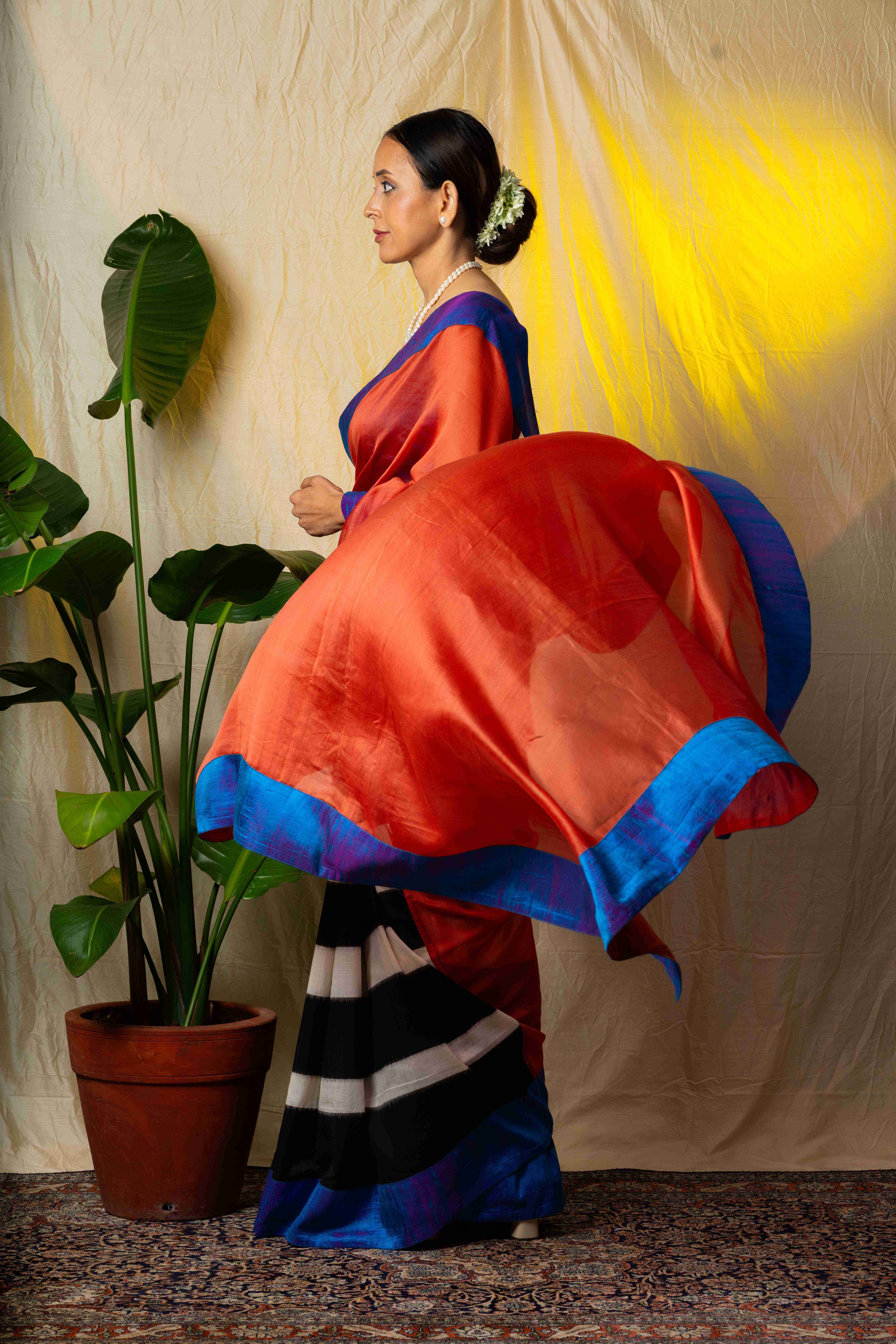 Ikat cotton & Chanderi silk Saree