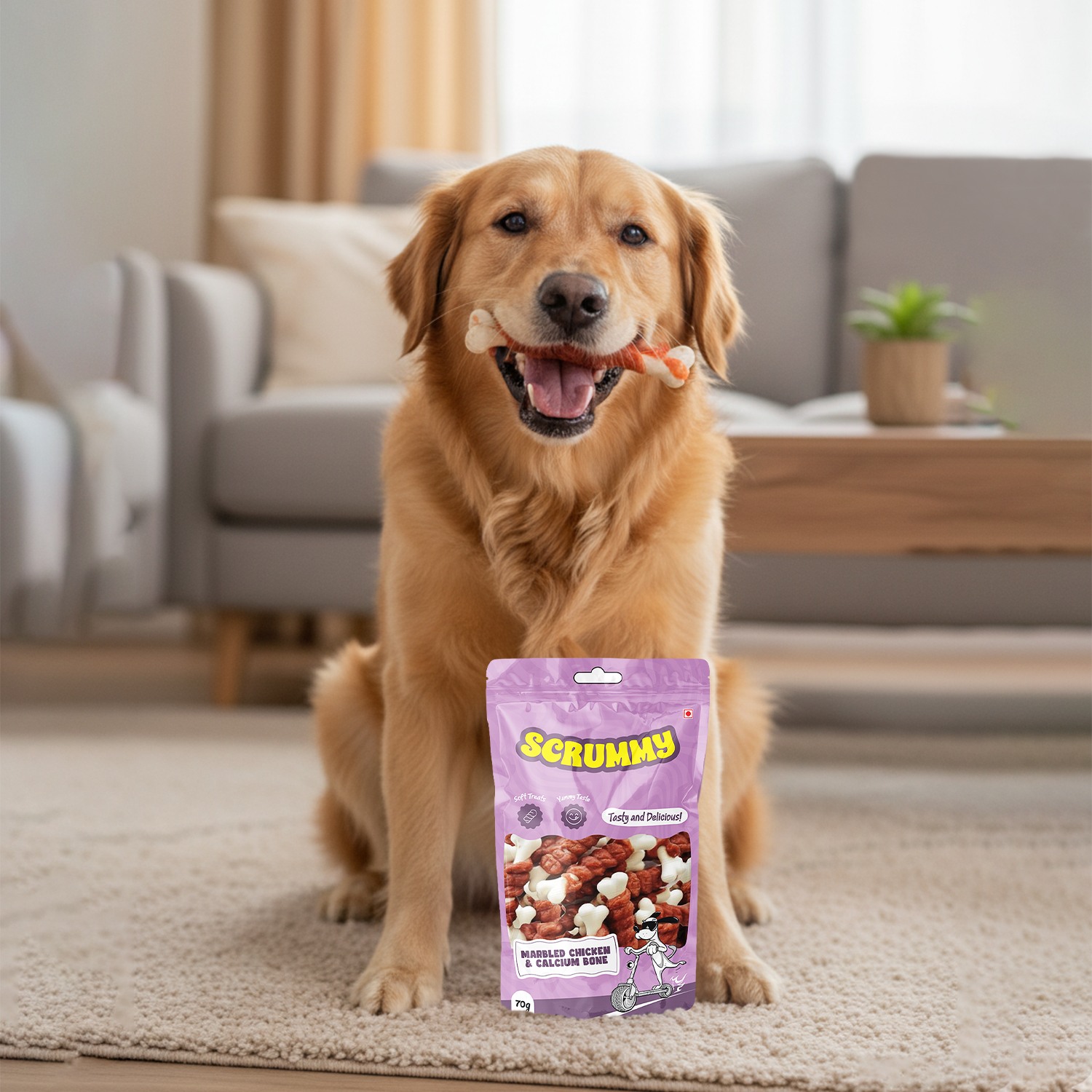Scrummy Marbled Chicken Wrapped Calcium Bone Dog Treats 70g