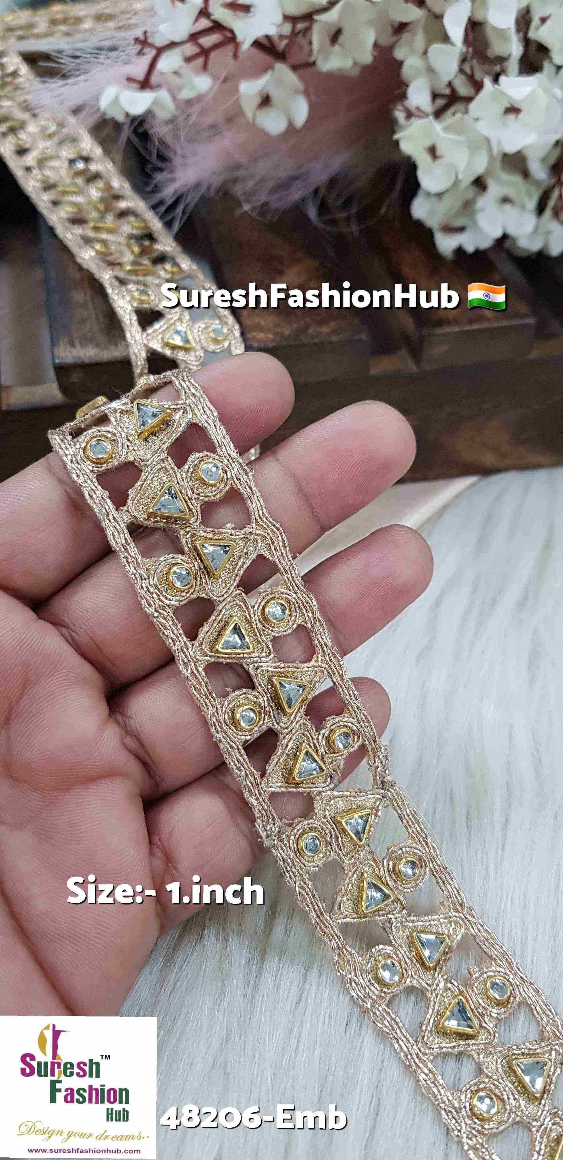 Rose Kundan Cutwork Lace