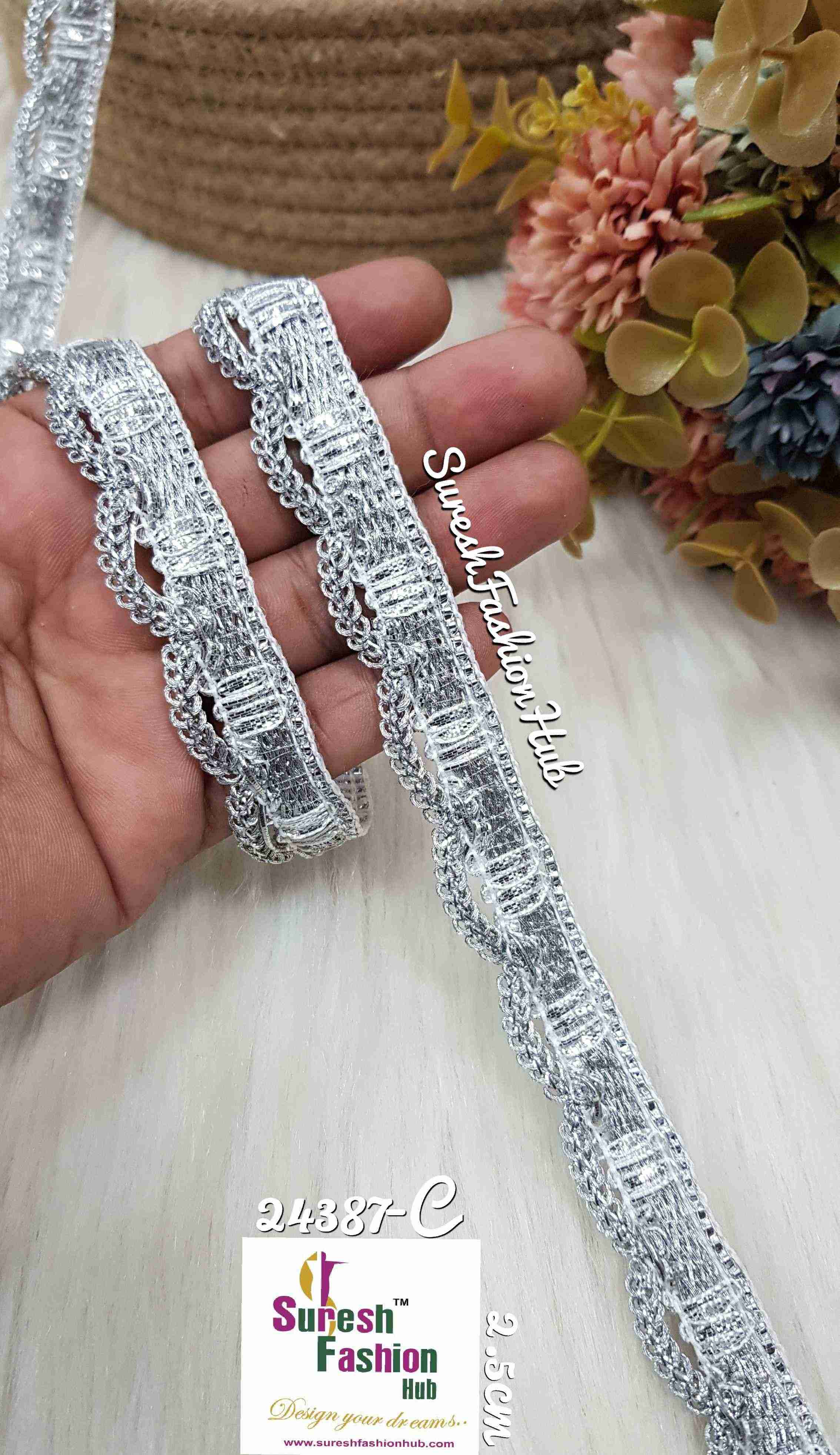Silver Gota Zari Elegance Lace
