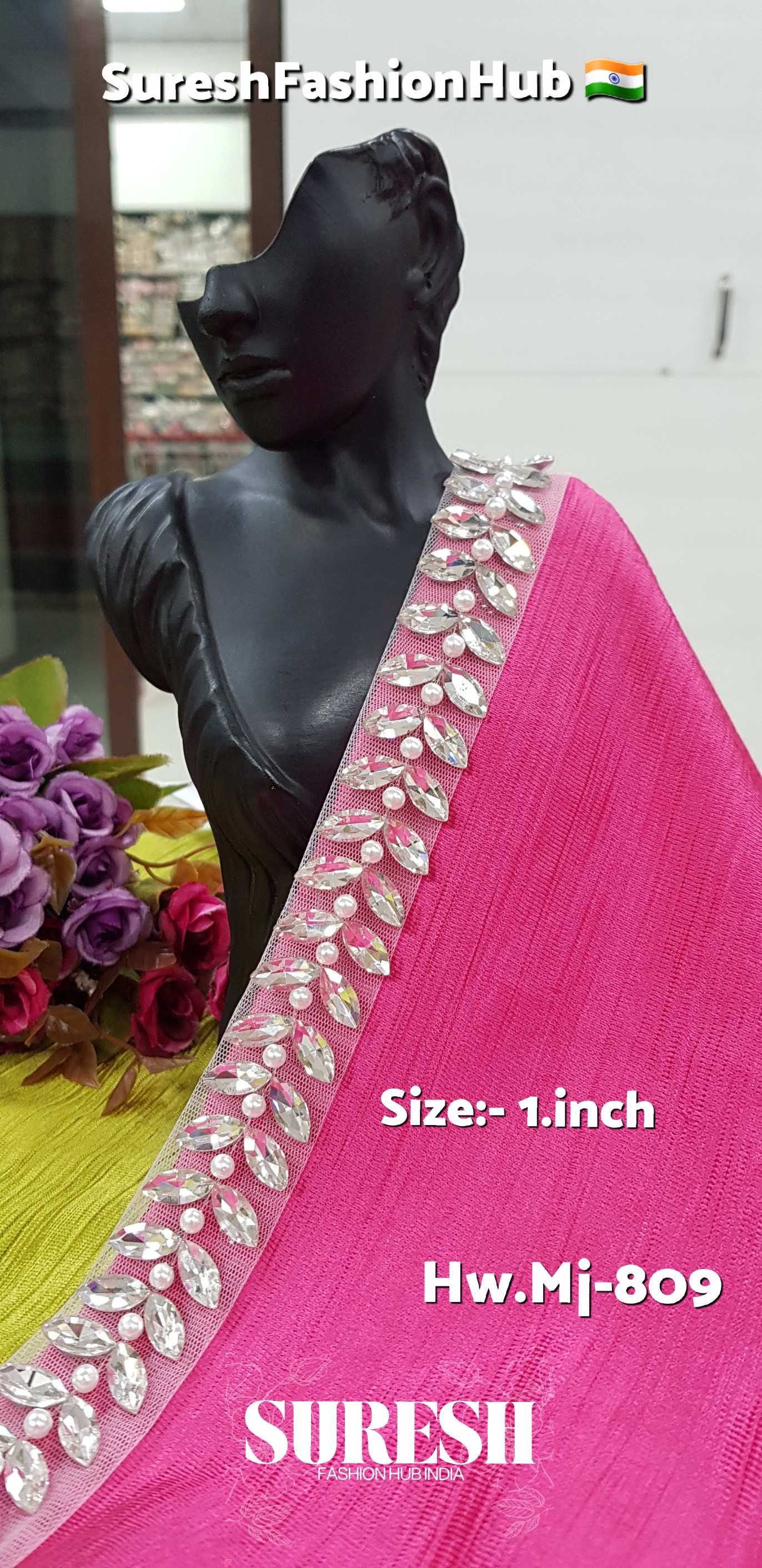 Antique Matt Zardosi Floral Handmade Lace – Design MJ-809