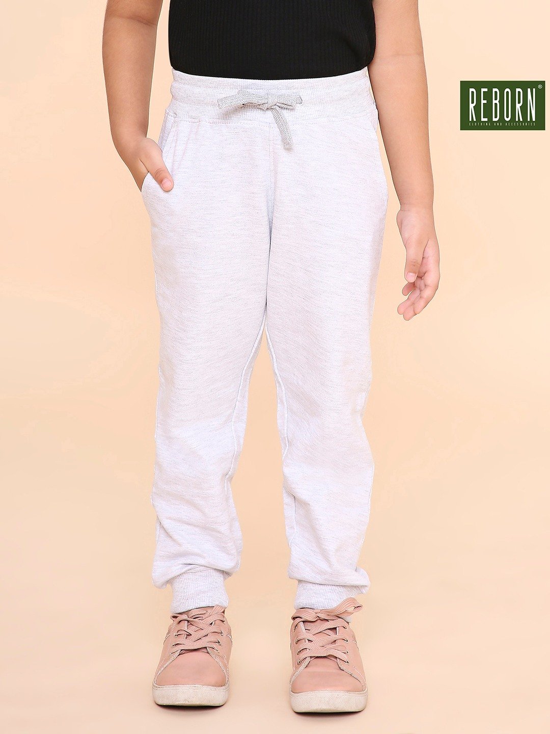Girls Solid Sweatpant -Grey
