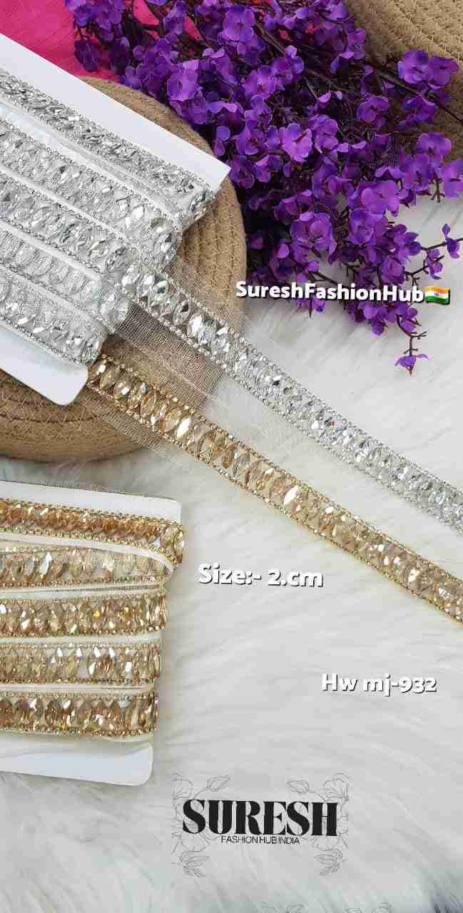 Silver Dual Border Rhinestone Chain Couture Lace – Mj-932