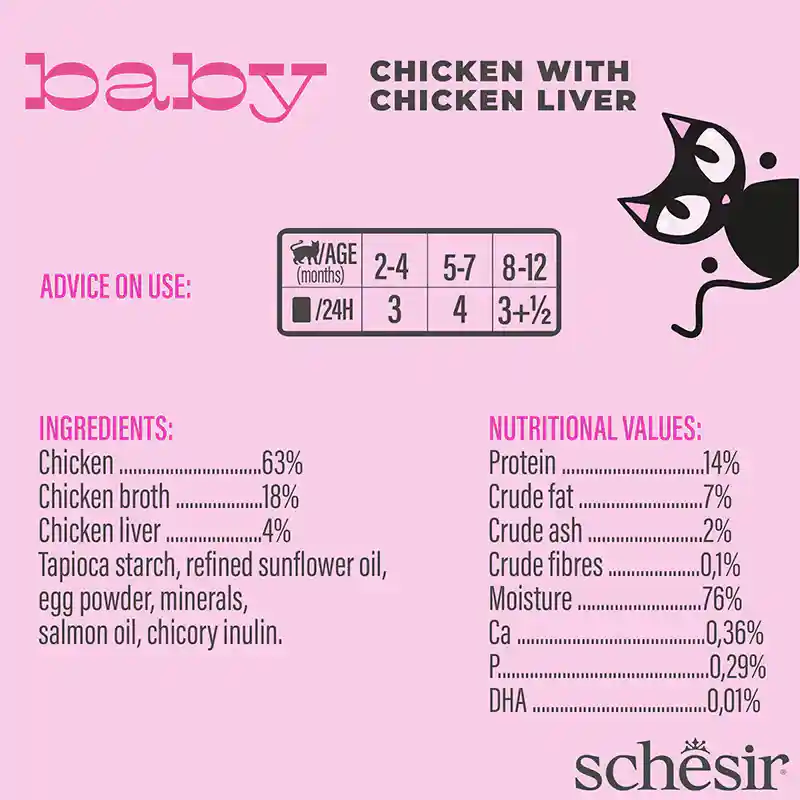 Schesir Baby Kitten Wholefood Chicken and Liver Wet Food, 70g