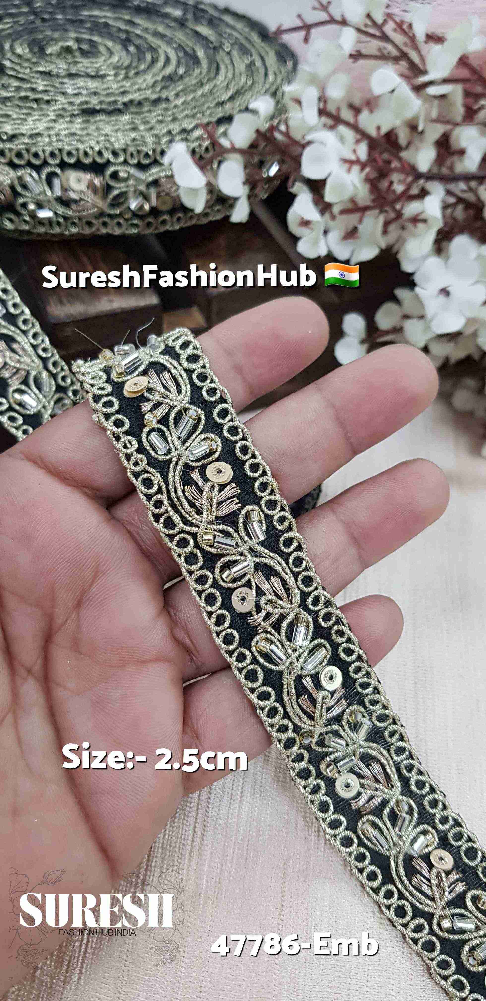 Midnight Black Embroidery Border