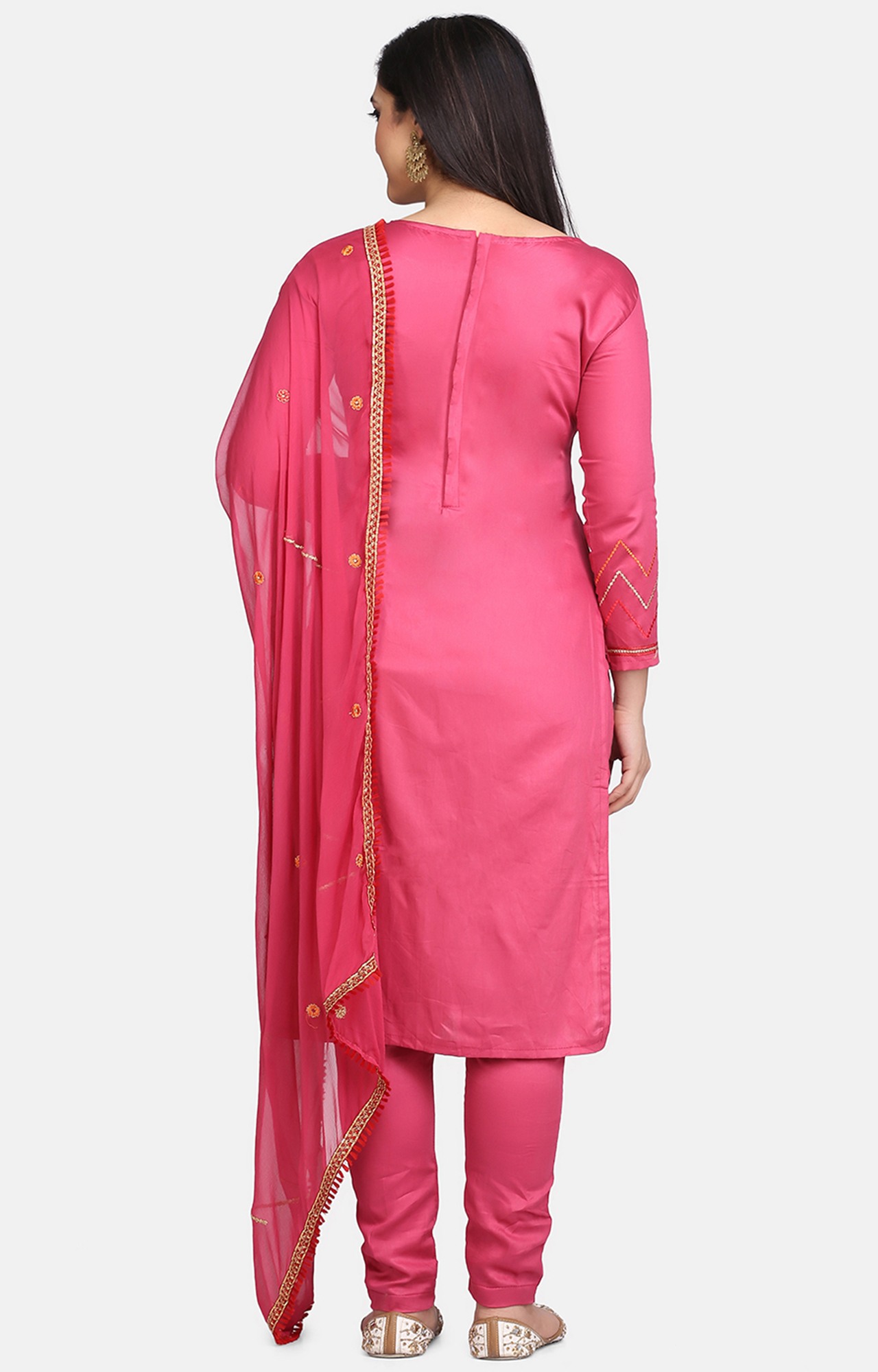 Pink Color Cotton Embroidered Unstitched Dress Material-FL_PANKHUDI1094_DM