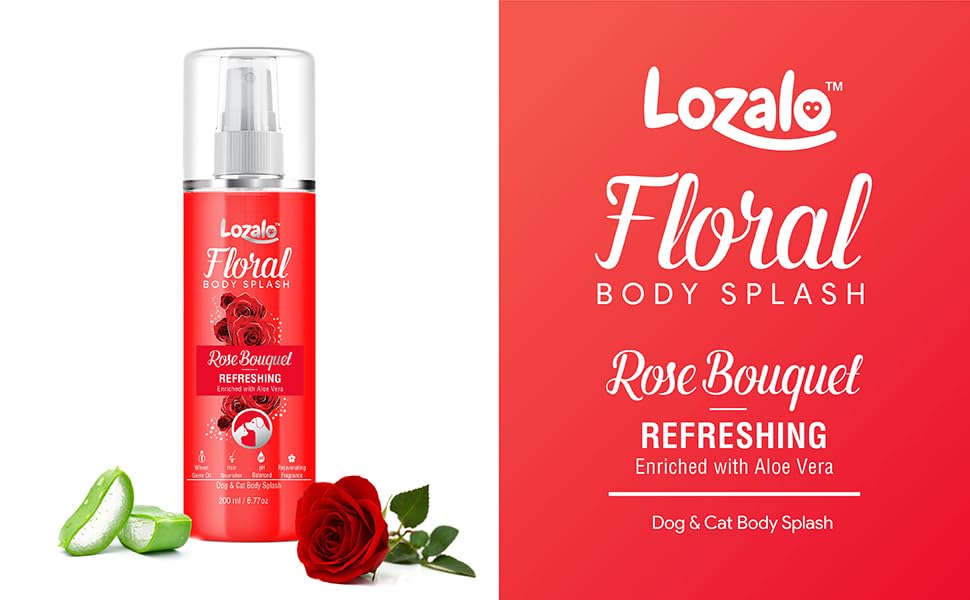 Lozalo Floral Pet Body Splash for Dogs & Cats, 200 ml, Rose