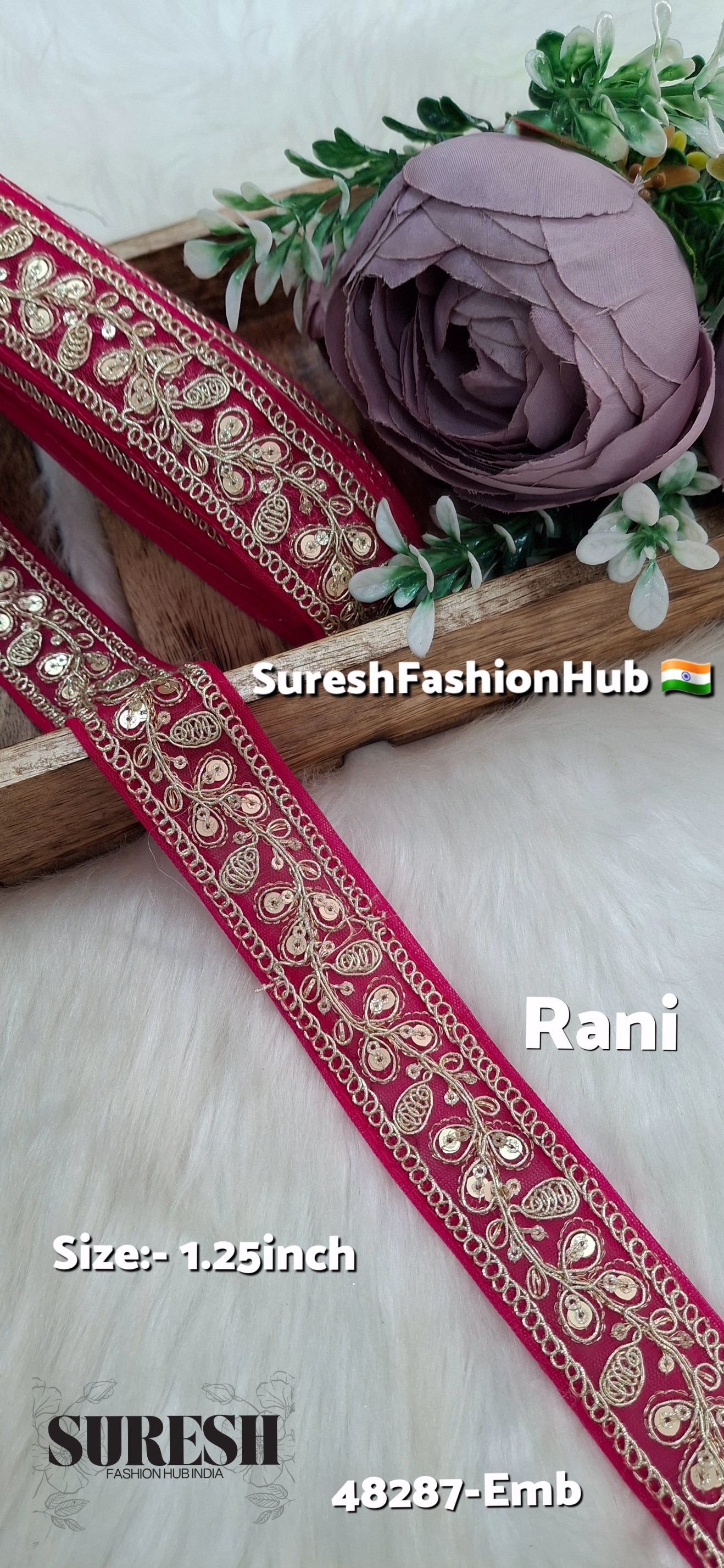 Rani Pearl Dori Zari Embroidery Border Lace