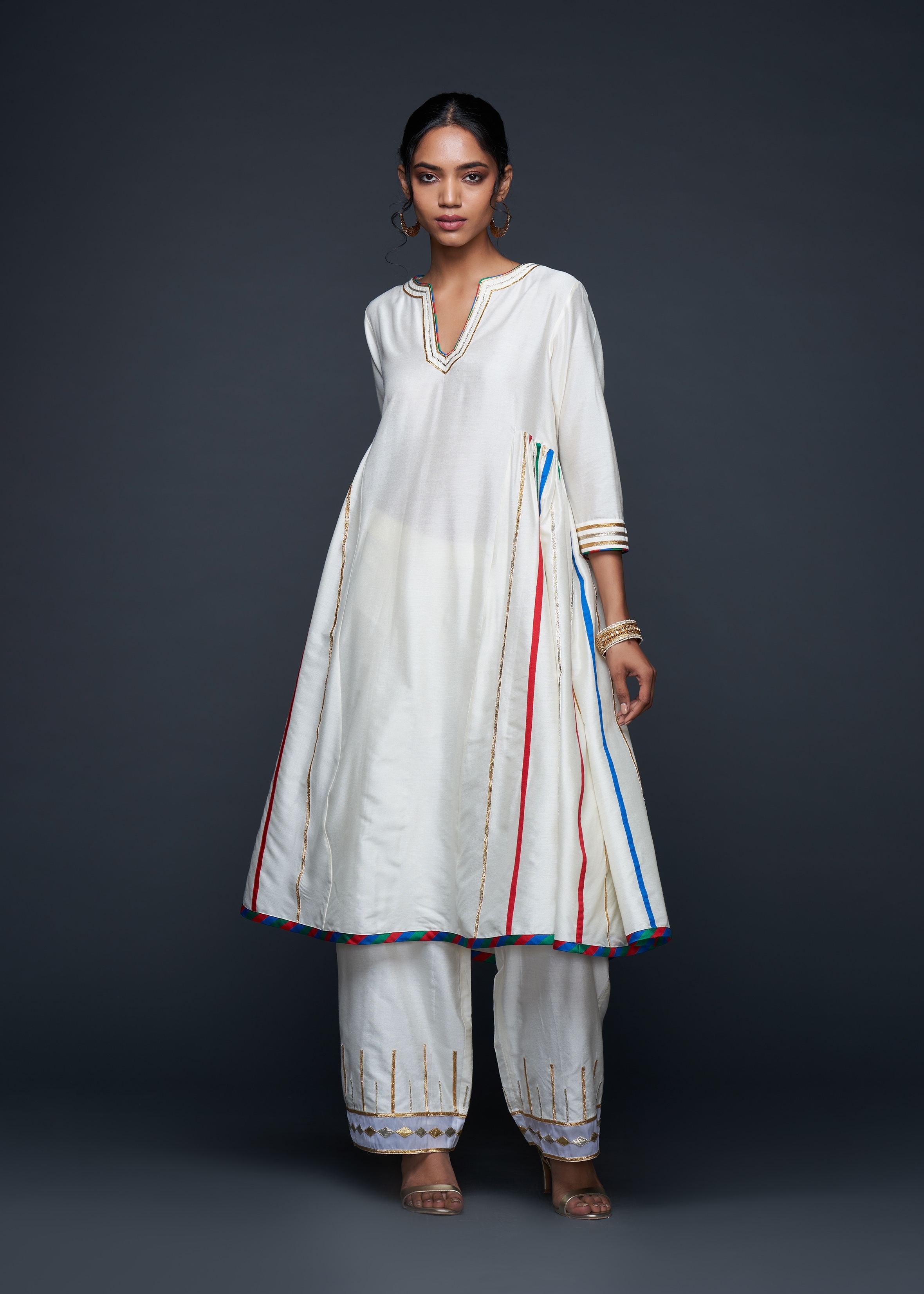 Off White Gathered Kurta