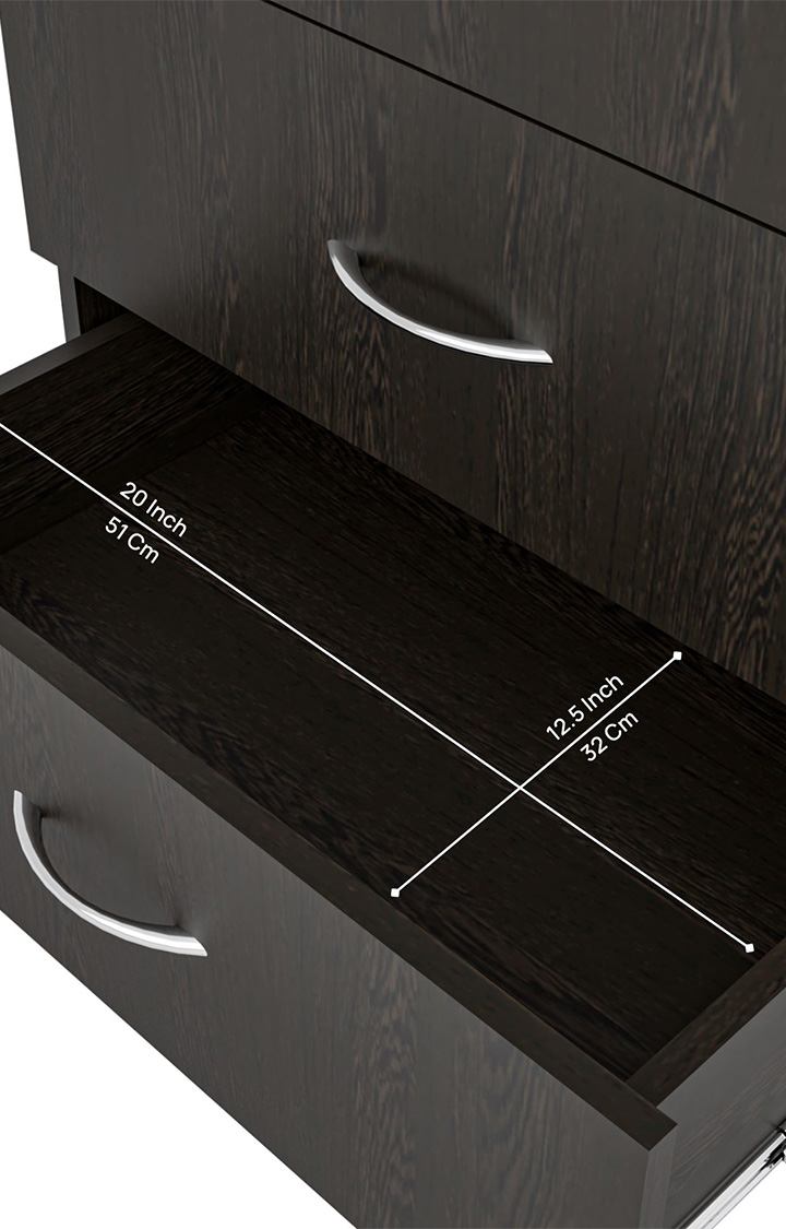NEUDOT Boho Engineered Wood Free Standing Chest of Drawers/Wooden Dresser/Storage Cabinet/Organiser Unit For Home - Wenge, Knock Down /1 Year Warranty