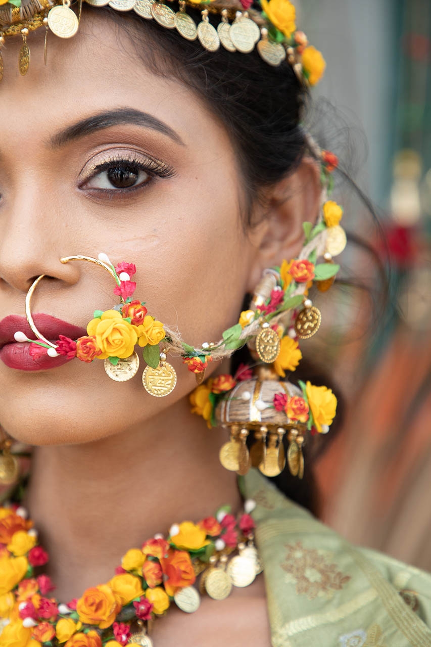 Floral art | Jhumka with coin hangings undefined