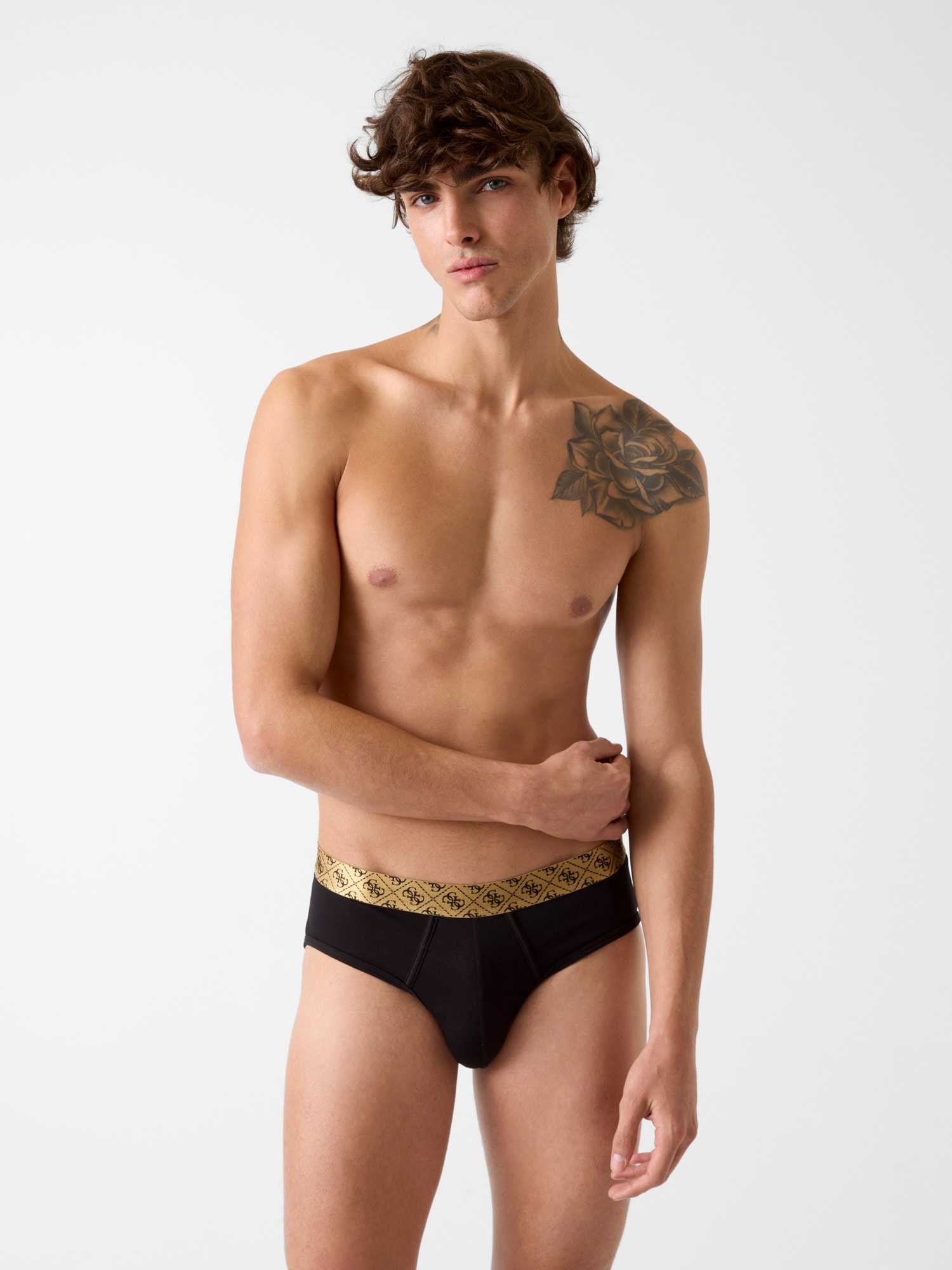 Guess Black Cotton Logo Men Brief