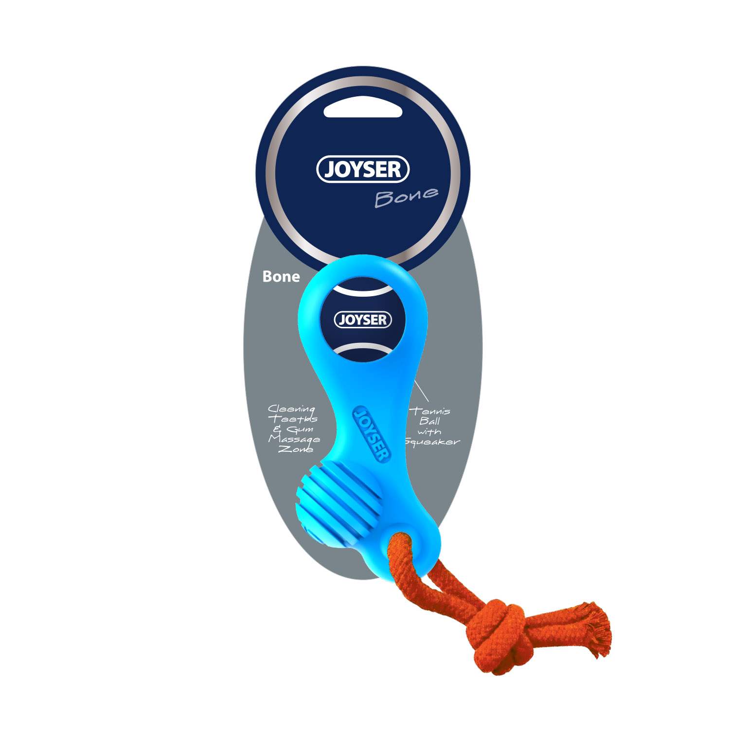 Joyser Bone Rubber with Ball for Dogs (Blue/Orange)