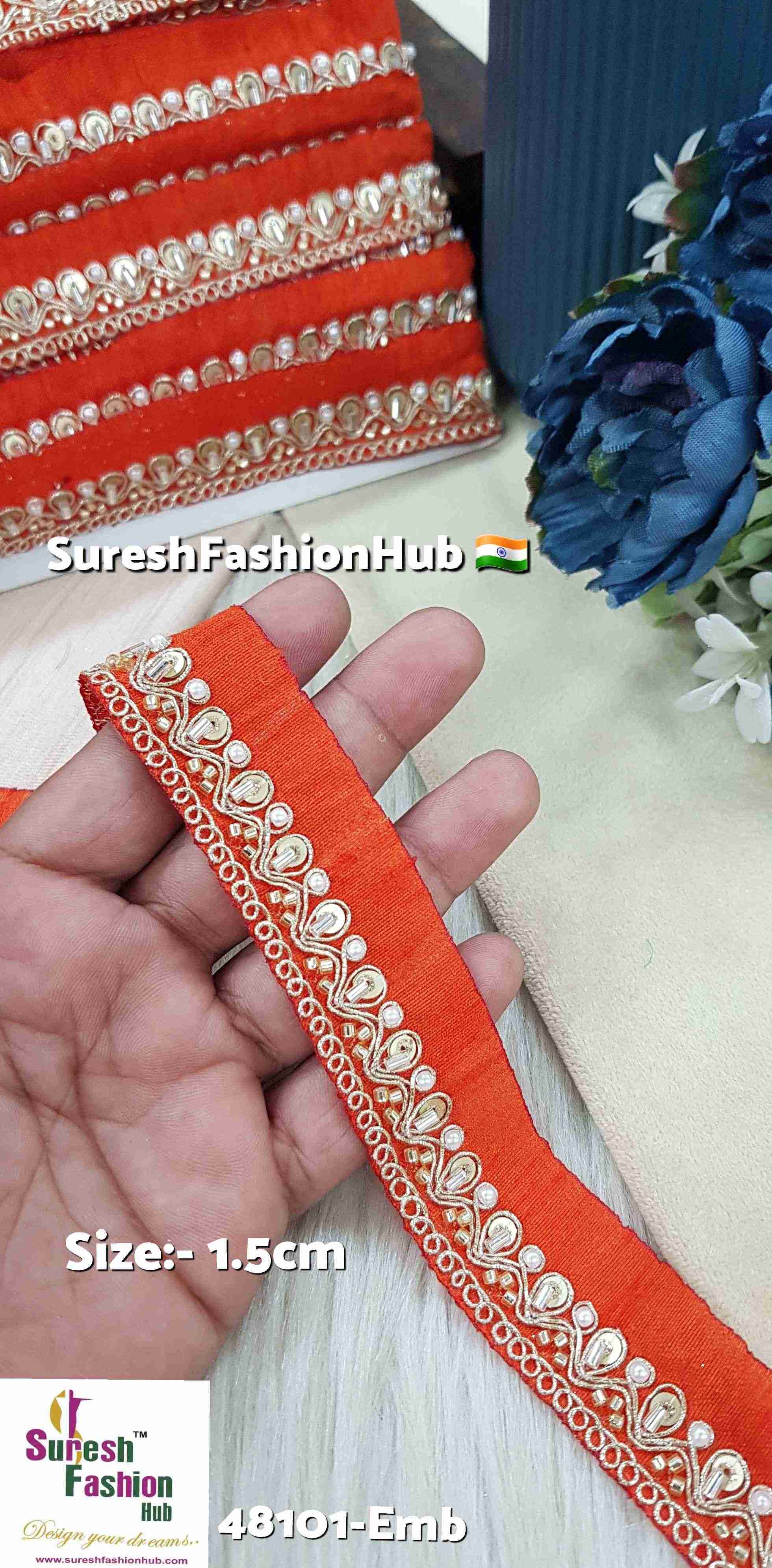 Orange Sunset Embroidered Lace