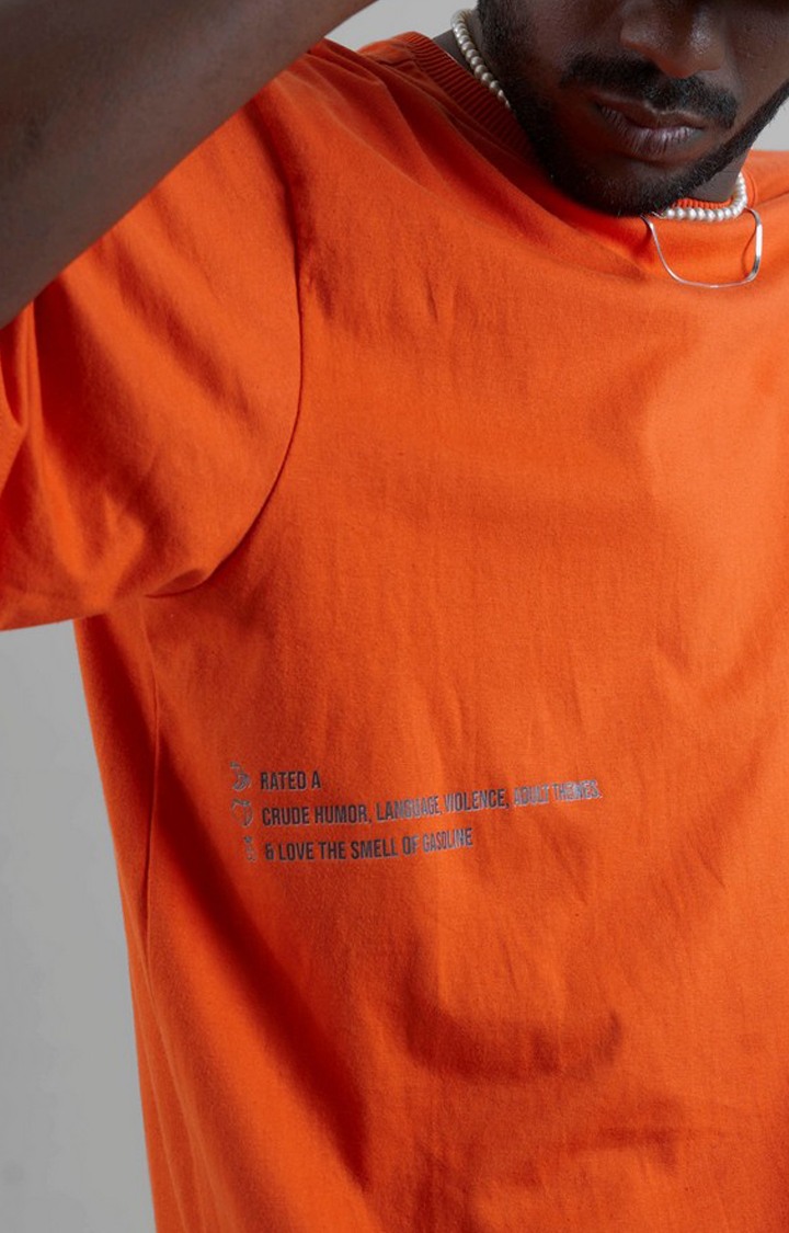 Unisex Tangerine Tango Orange Printed Cotton Oversized T-Shirt