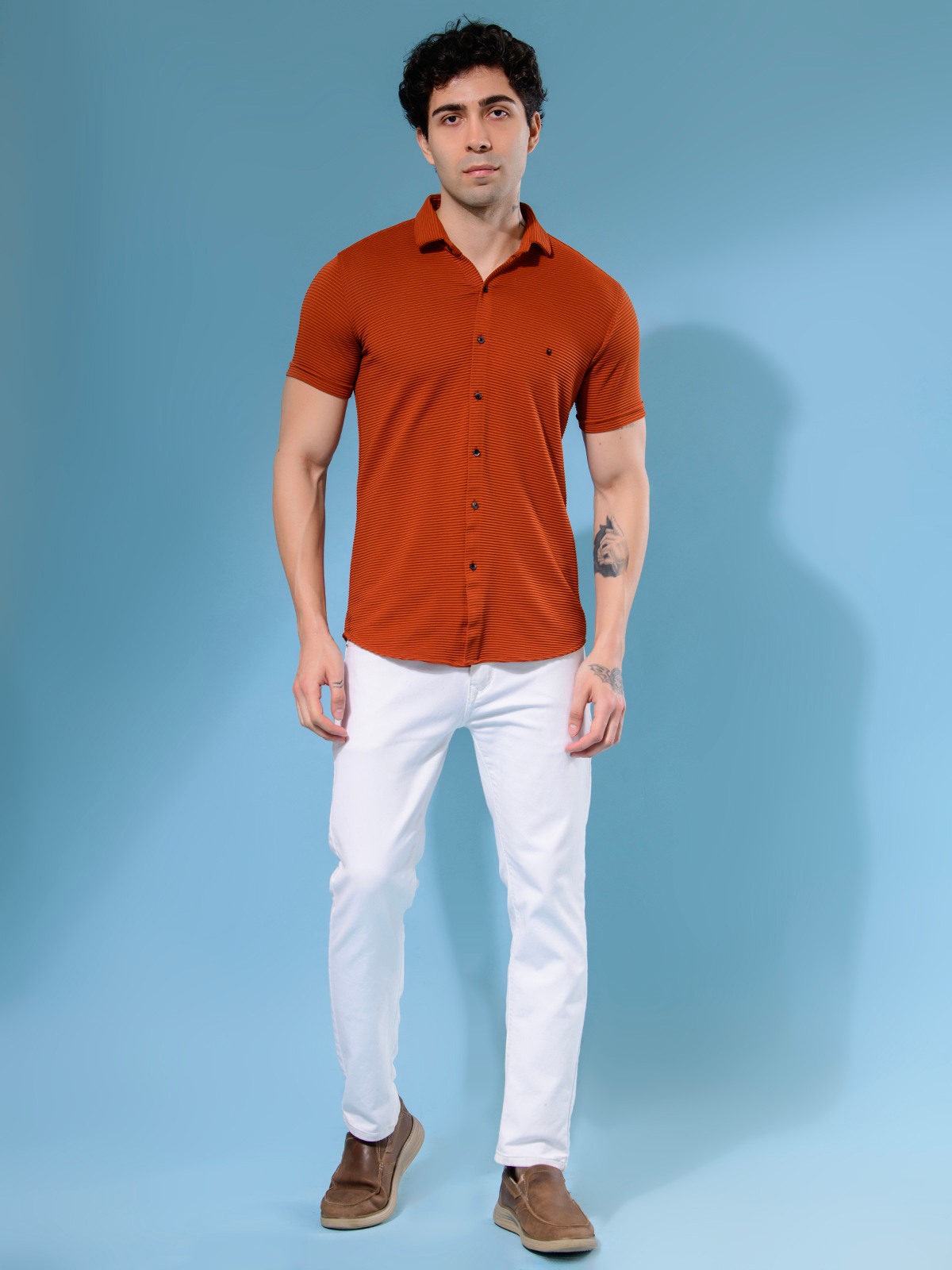ALBION MENS NEW GARAGE 3 (RUST) SHIRT