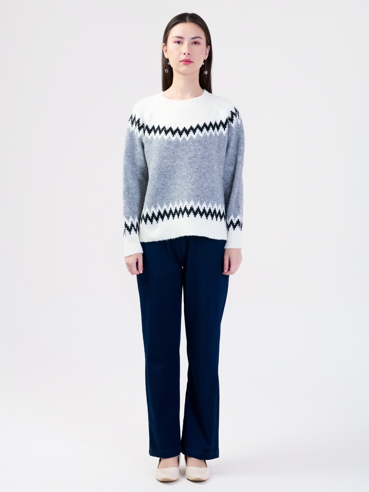 ALBION LADIES GREY TOP (WOOLEN)