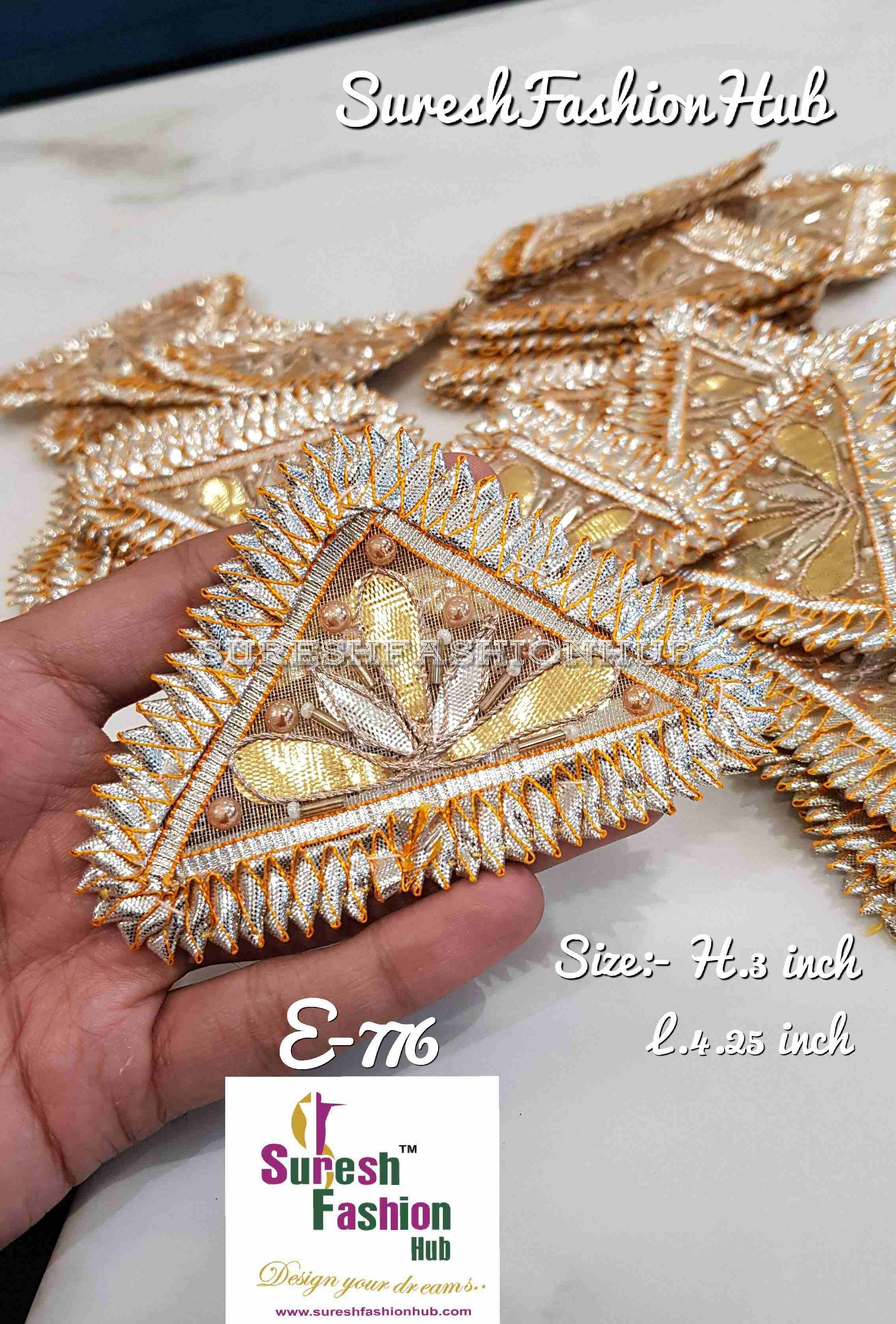 Triangle Flower Gota Patti Golden Patch