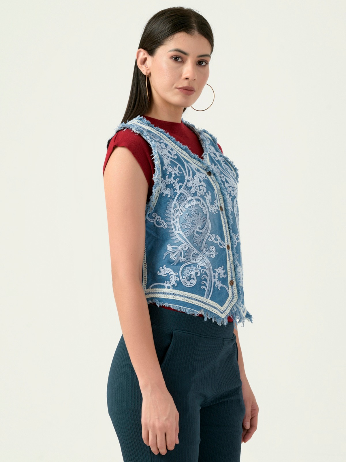 Albion Women Smart Premium Blue Blouson Top