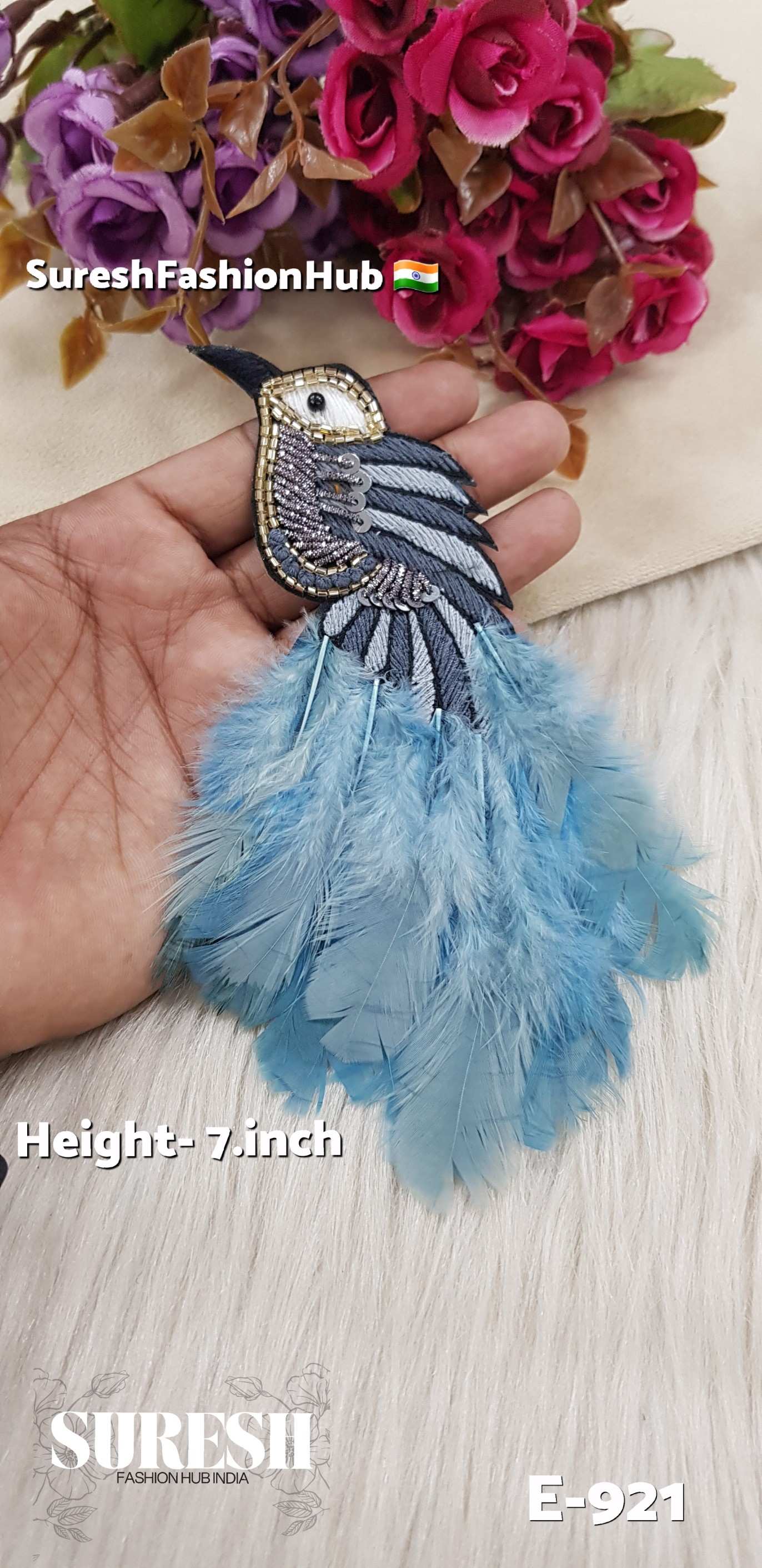 E-921 Grey Left Side Bird Feather Patch