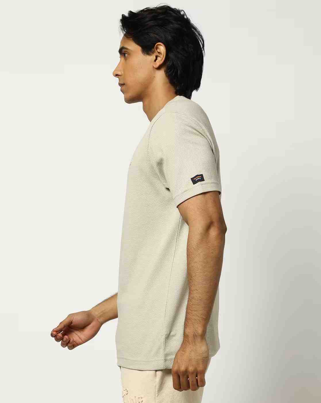 Teamspirit | Regular Fit Popcorn Textured Crew-Neck T-Shirt