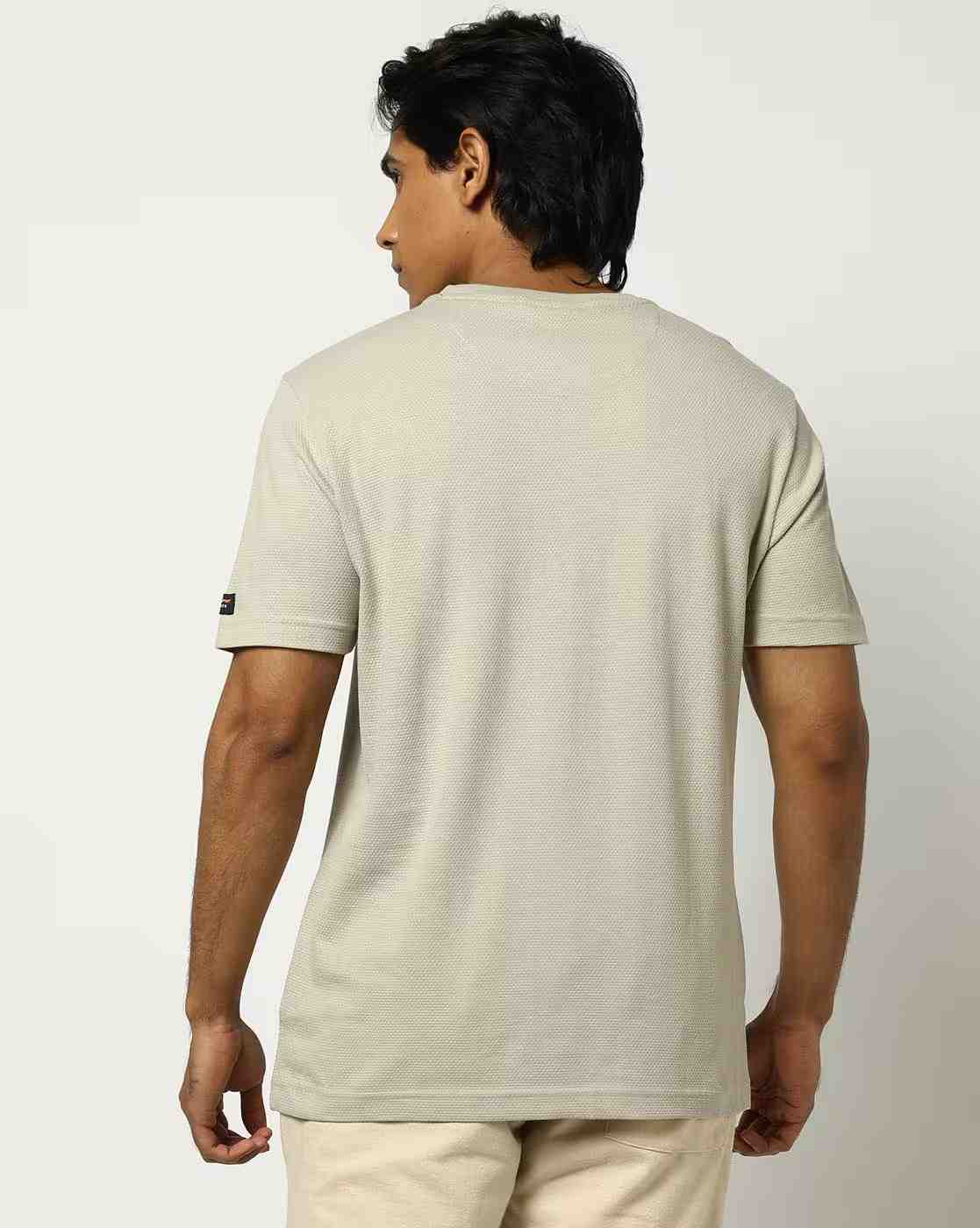 Teamspirit | Regular Fit Popcorn Textured Crew-Neck T-Shirt|2
