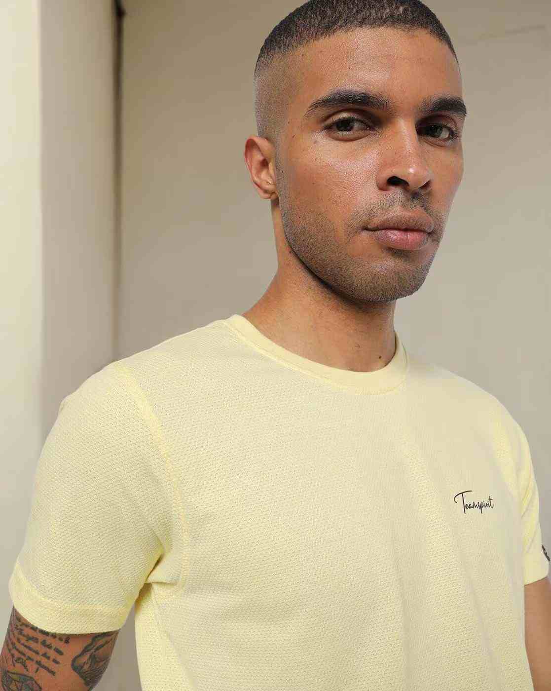 Regular Fit Popcorn Textured Crew-Neck T-Shirt