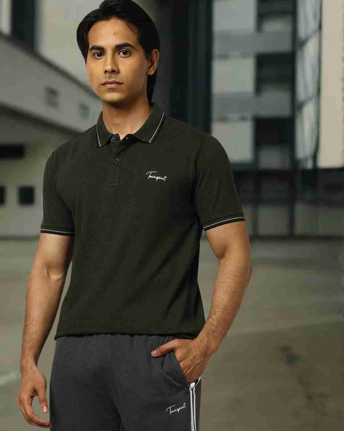 Regular Fit Brand Print Polo T-Shirt with Tipping