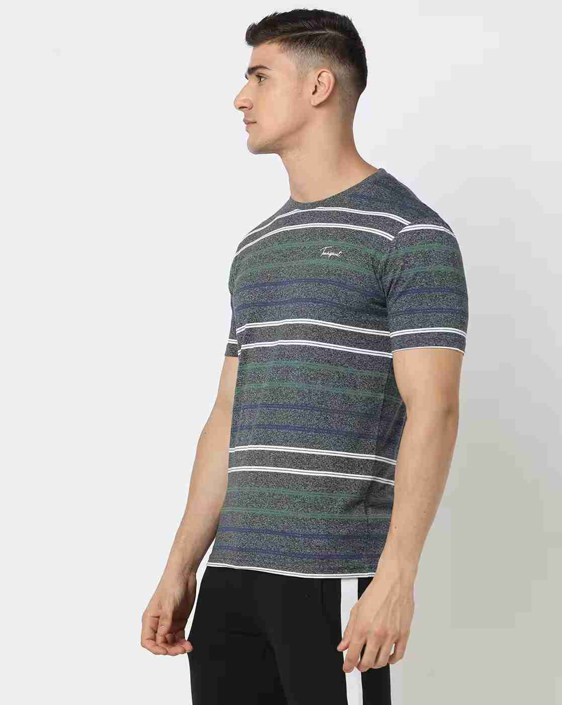 Teamspirit | Men Striped Regular Fit Crew-Neck T-Shirt|1
