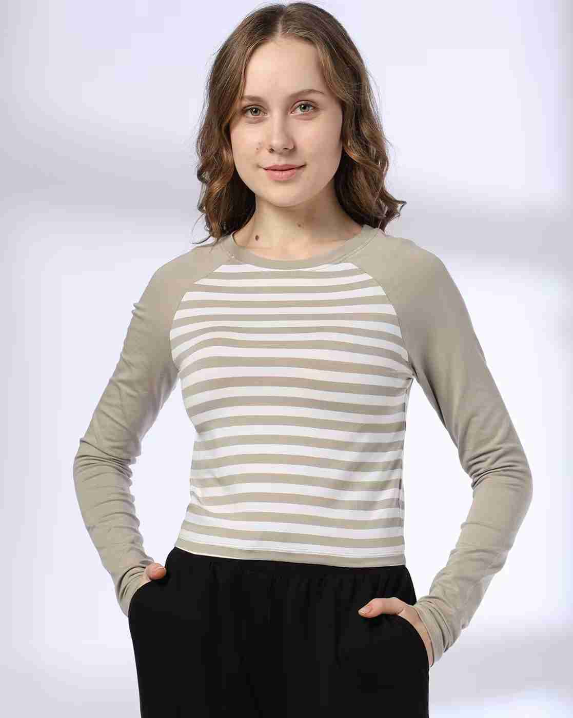 Teamspirit | Women Striped Round-Neck T-Shirt|0