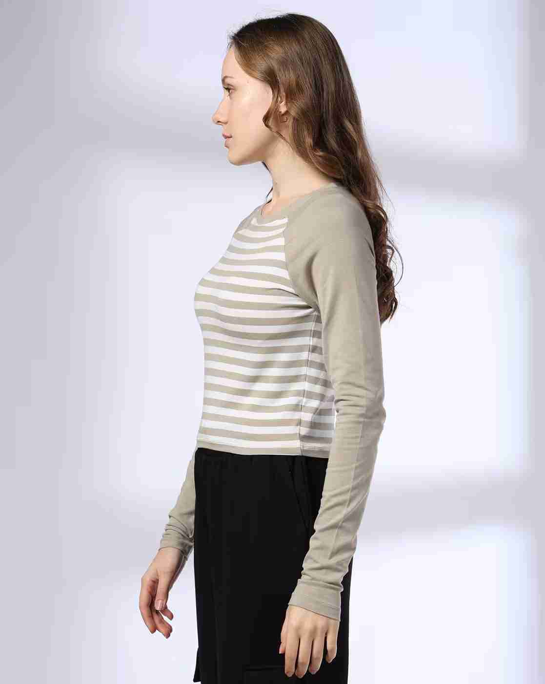 Teamspirit | Women Striped Round-Neck T-Shirt|1