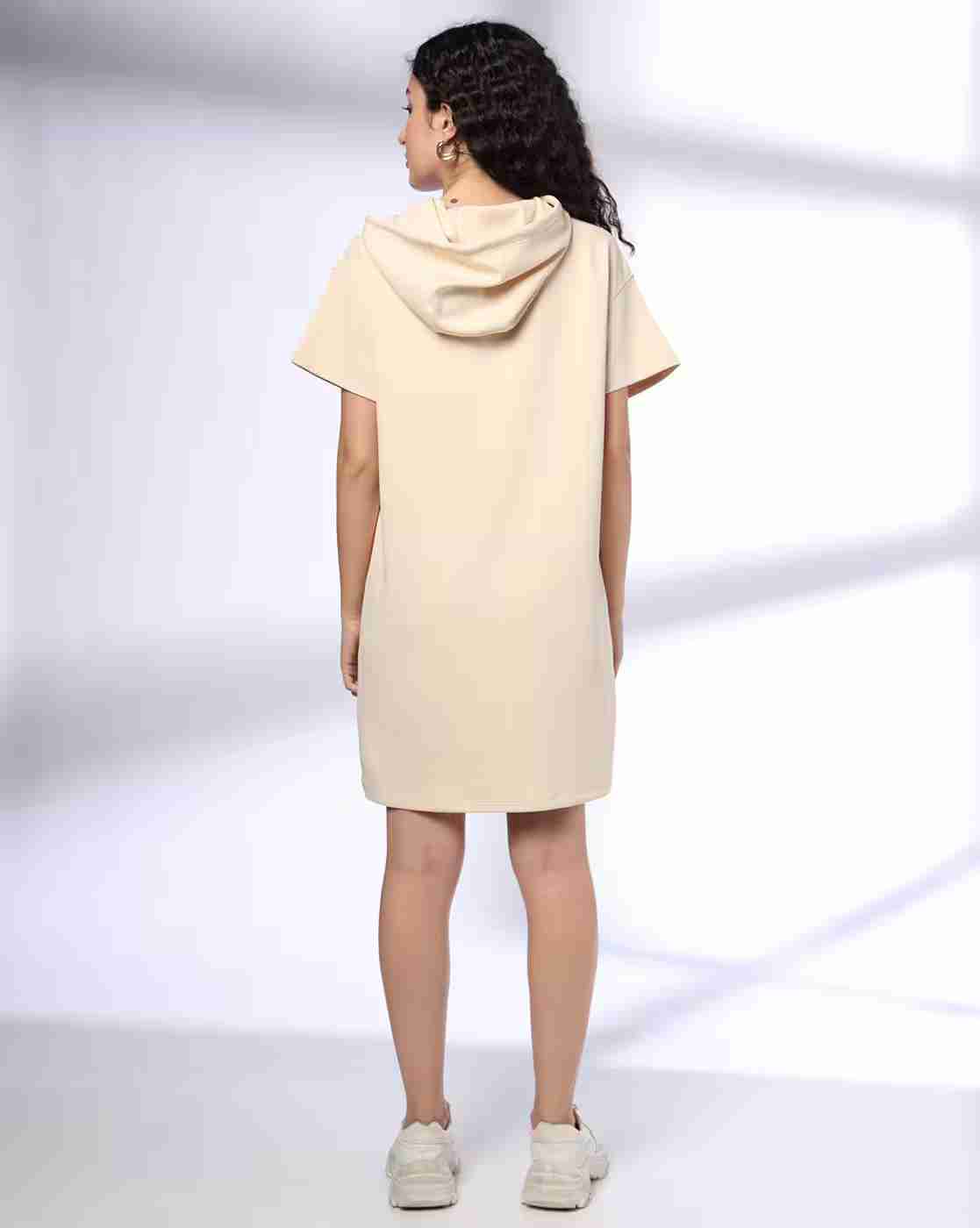 Teamspirit | Women Typographic Print Hooded Straight Dress|3