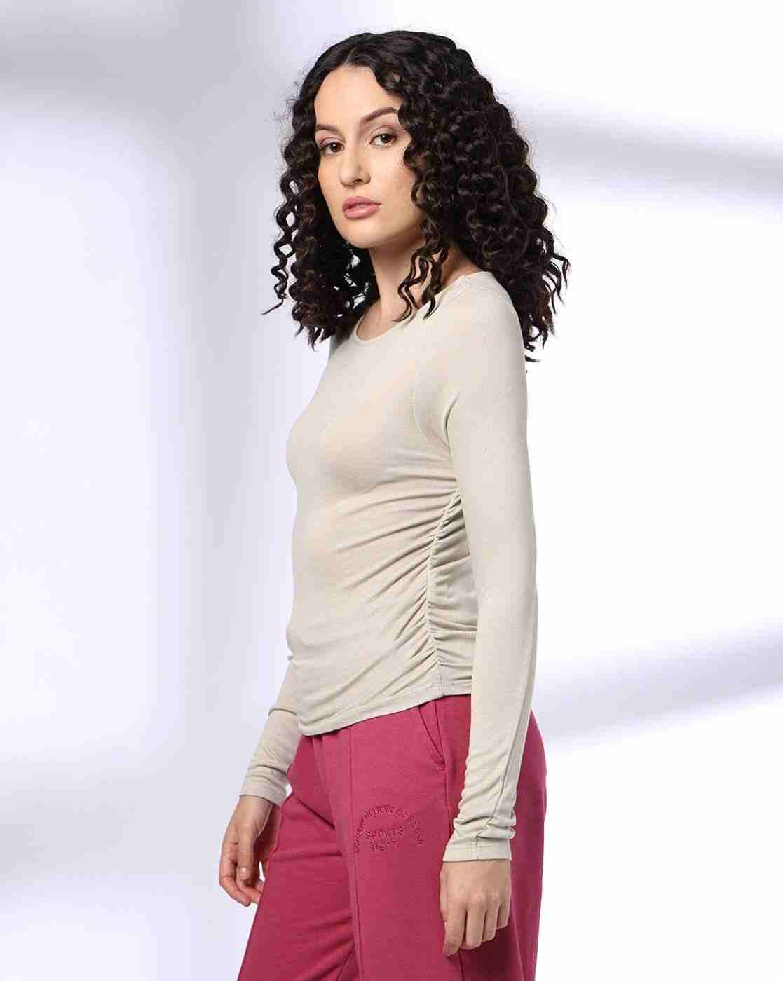 Teamspirit | Women Regular Fit Top with Ruched Detail|1