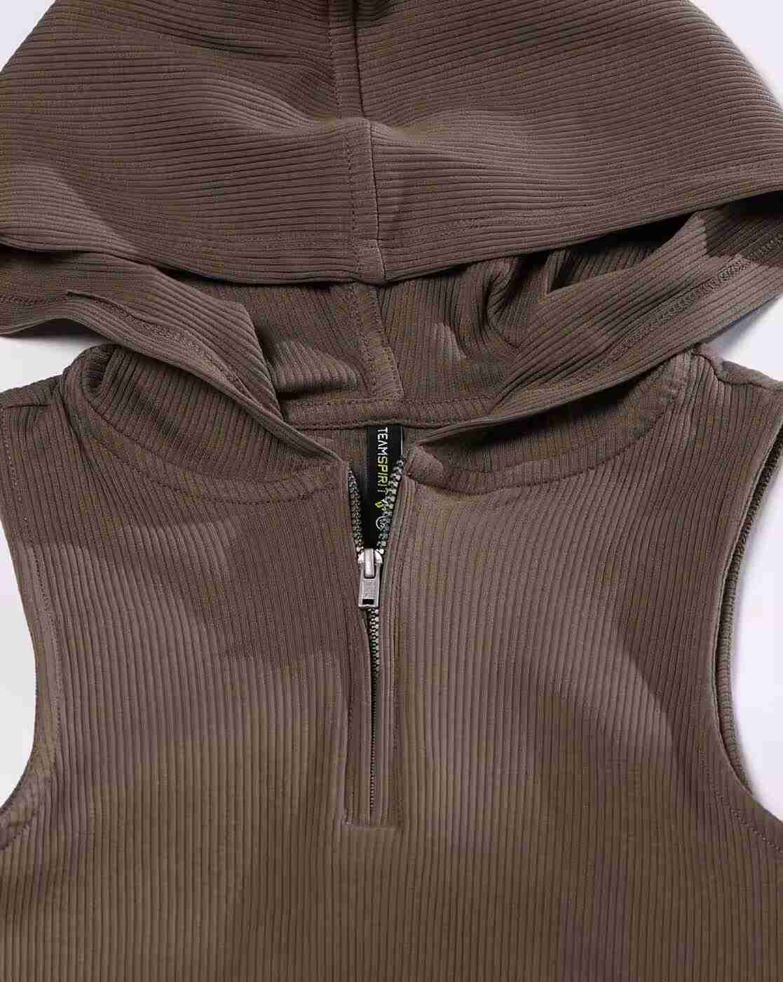 Teamspirit | Women Ribbed Fitted Hooded T-Shirt|4