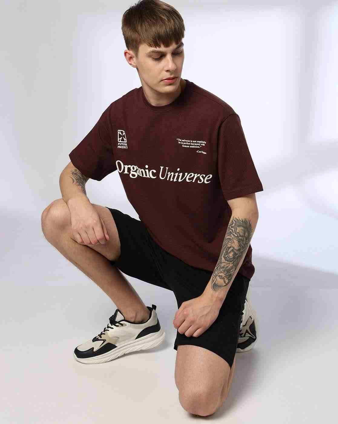 Teamspirit | Men Typographic Print Boxy Fit Crew-Neck T-Shirt|0