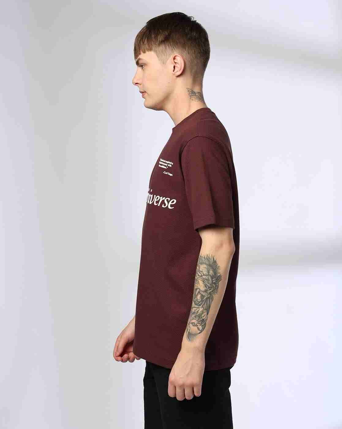 Teamspirit | Men Typographic Print Boxy Fit Crew-Neck T-Shirt|1