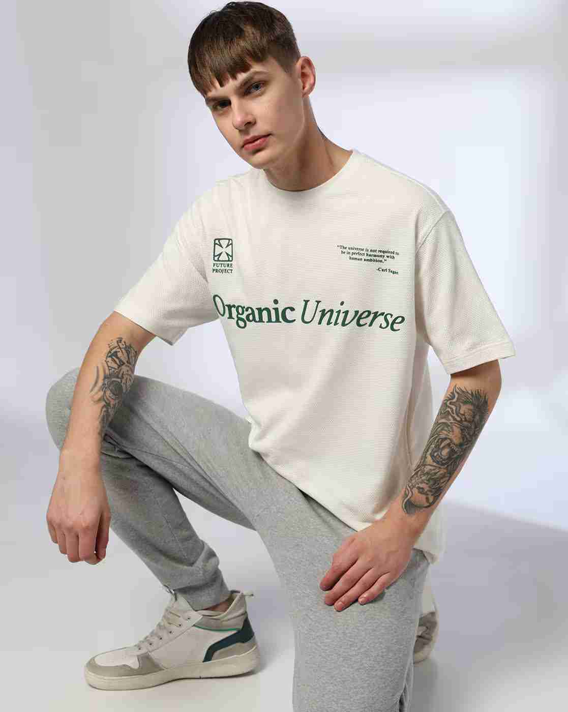 Teamspirit | Men Typographic Print Boxy Fit Crew-Neck T-Shirt|0