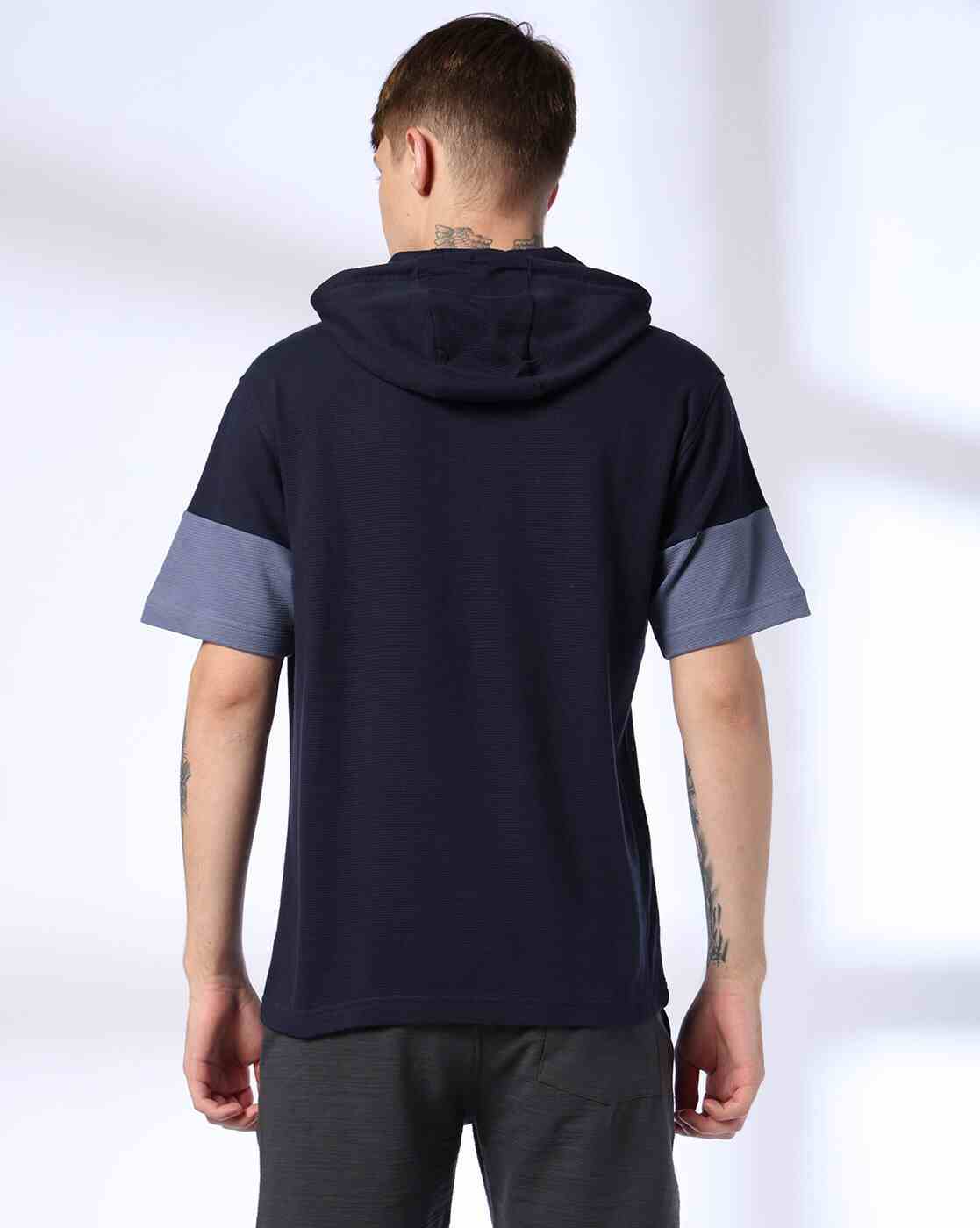 Teamspirit | Men Typographic Print Boxy Fit Hooded T-Shirt|2