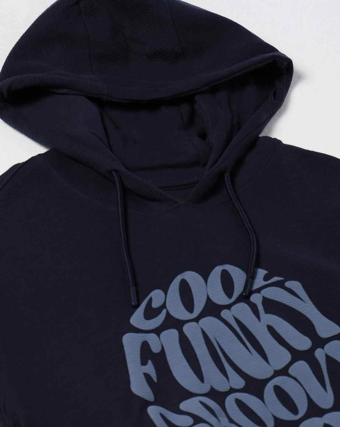 Teamspirit | Men Typographic Print Boxy Fit Hooded T-Shirt|4