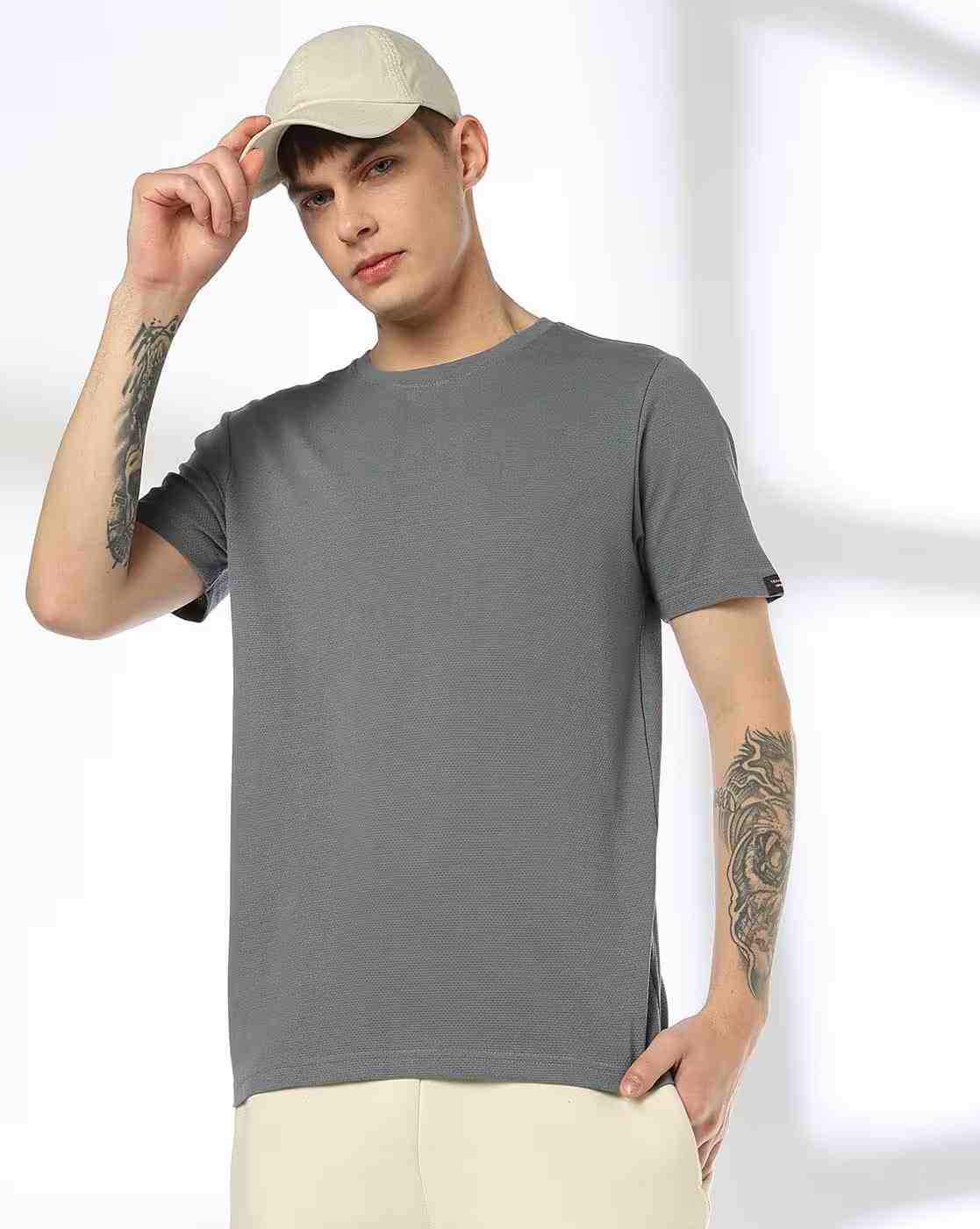 Men Popcorn Regular Fit Round-Neck T-Shirt