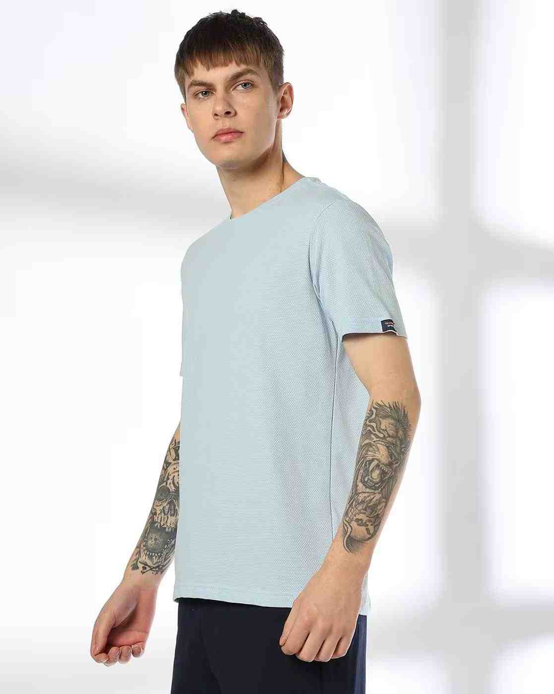 Teamspirit | Men Popcorn Regular Fit Round-Neck T-Shirt|1